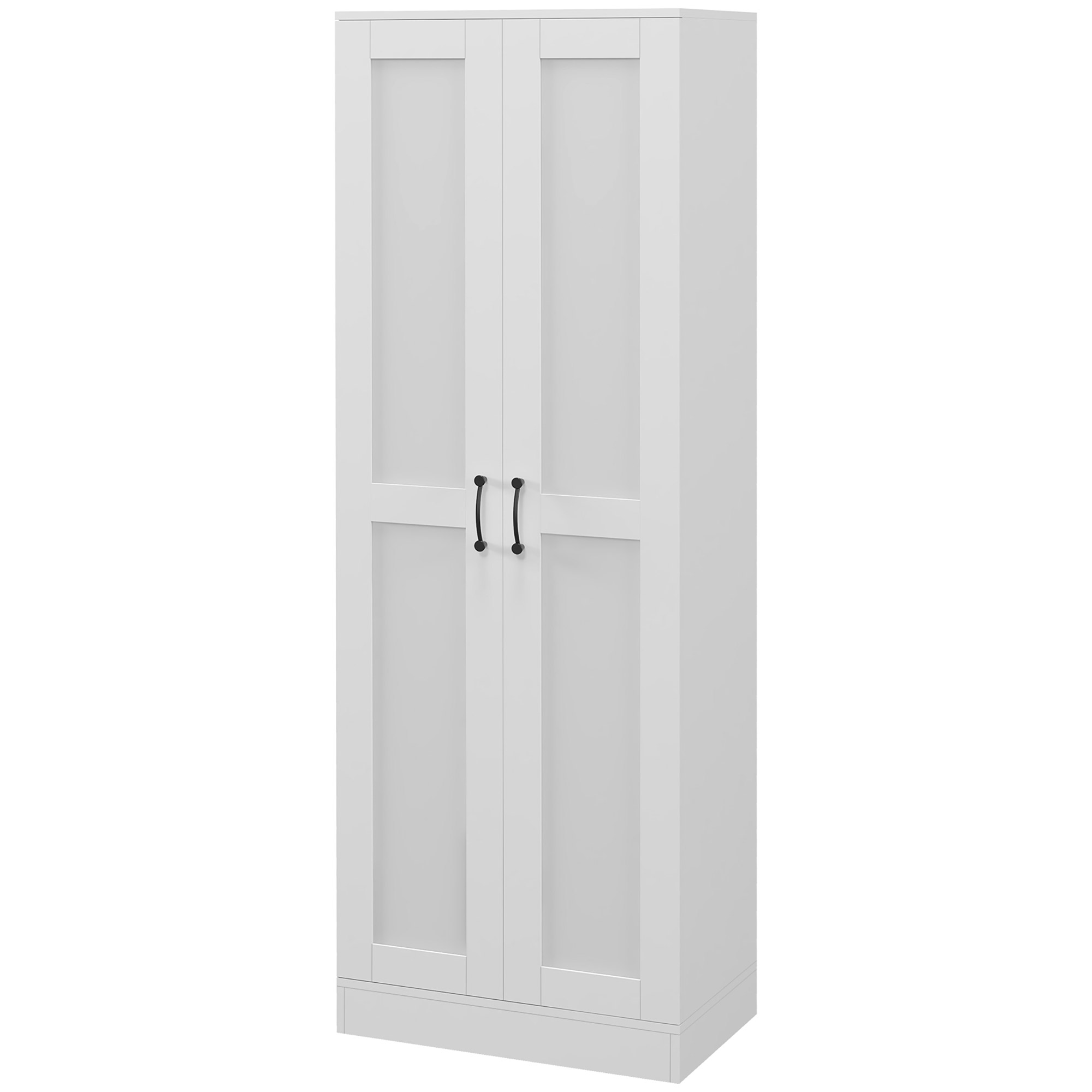 HOMCOM White Storage Cabinet with Adjustable Shelves and Tall Design, for Kitchen Storage , Perfect for Home Use and Family Organization