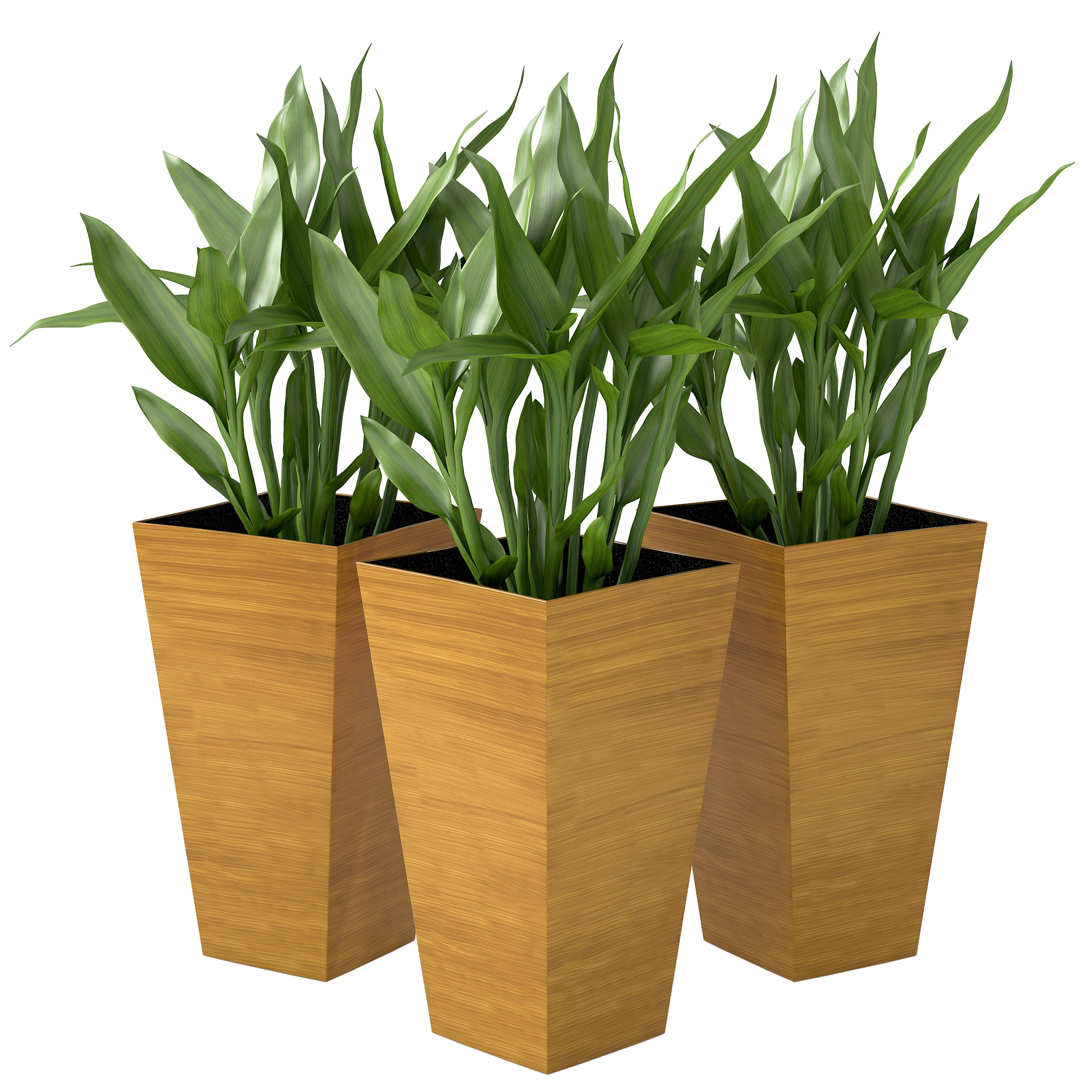Outsunny Set of 3 Tall Planters, 28" Outdoor Planter w/ Drainage Holes, Faux Wood Plastic Flower Pots, Light Brown