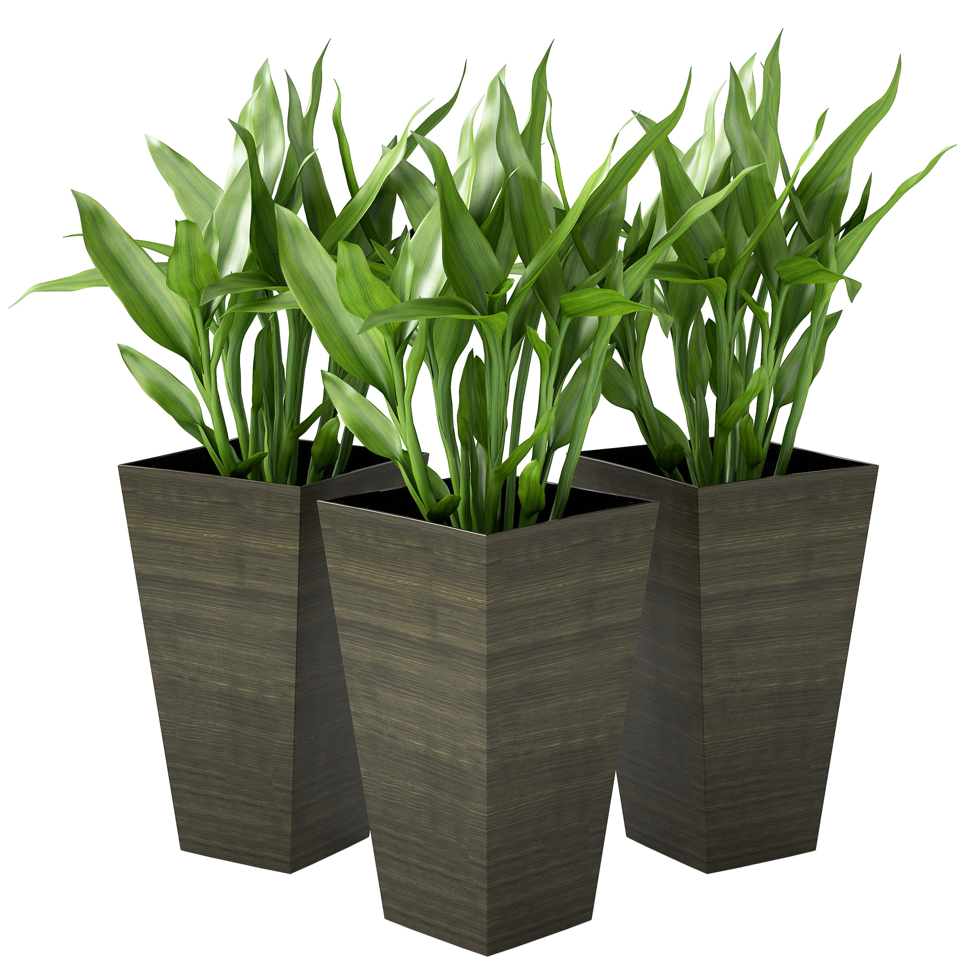 Outsunny Set of 3 Tall Planters, 28" Outdoor Planter w/ Drainage Holes, Faux Wood Plastic Flower Pots, Dark Brown