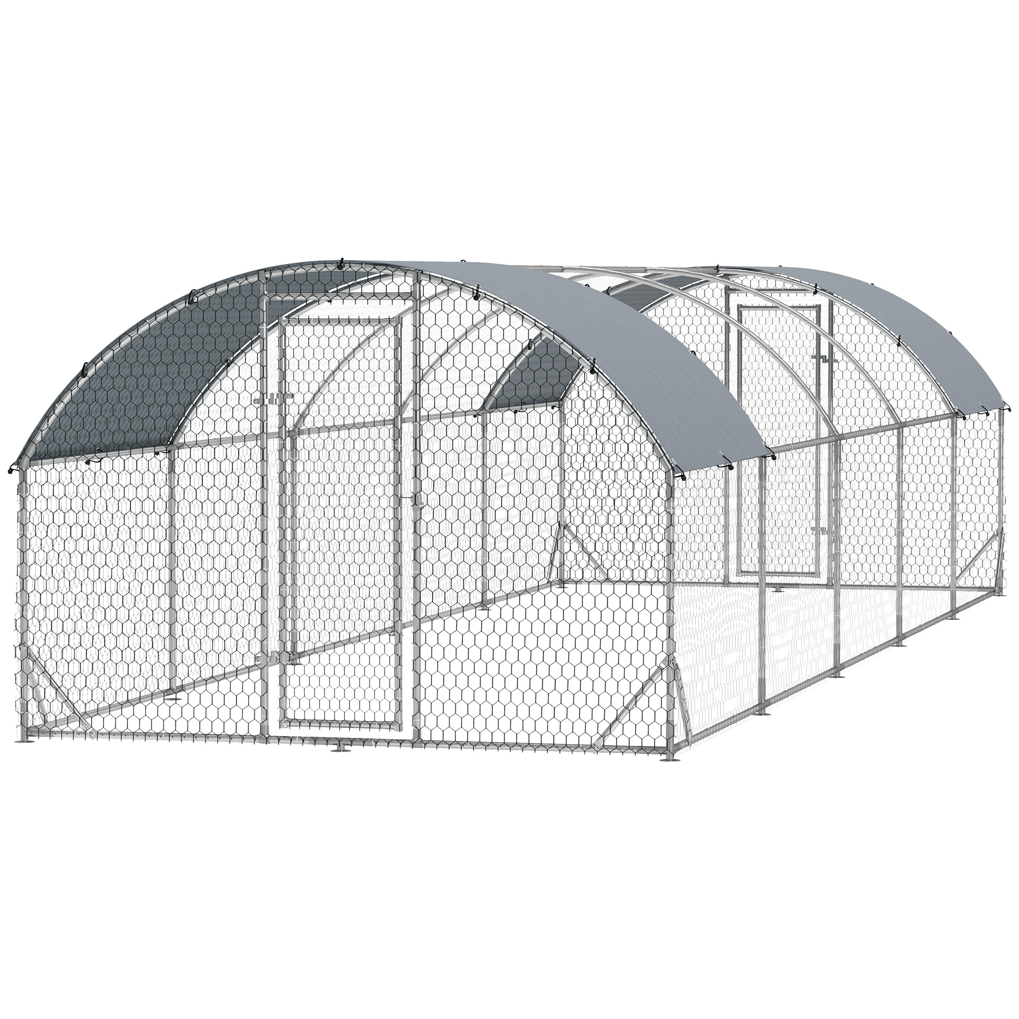 PawHut Large Metal Chicken Coop with Waterproof and Anti-UV Cover for Yard, Outdoor, Duck, Rabbit, 9.2' x 31.2' x 6.5'