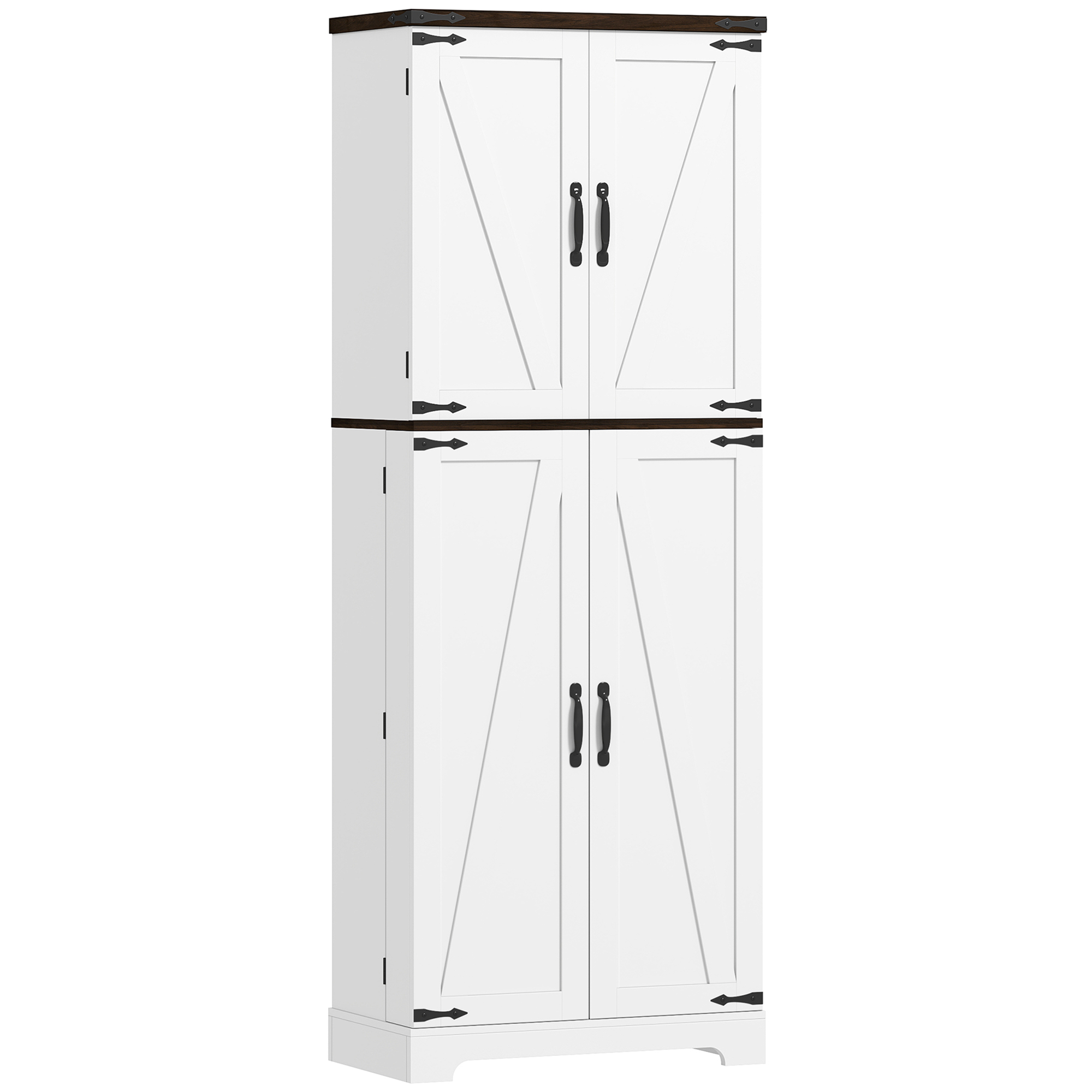 HOMCOM 64" Tall Kitchen Pantry Cabinet with Motion Sensor Light, Spice Racks and Adjustable Shelves, White