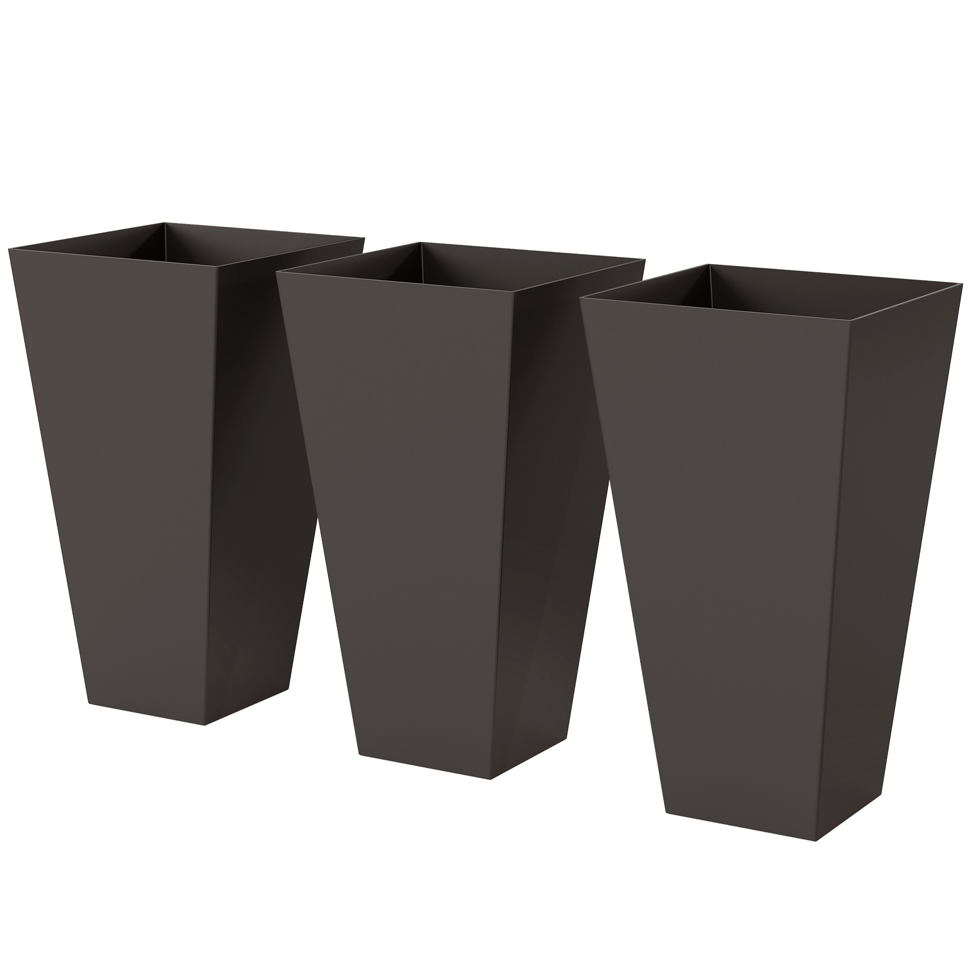 Outsunny 28ft Tall Plastic Planters, Set of 3, Flower Pot, anti-crack, fade-resistant, square shape with a matte surface, Outdoor & Indoor, for lawns,