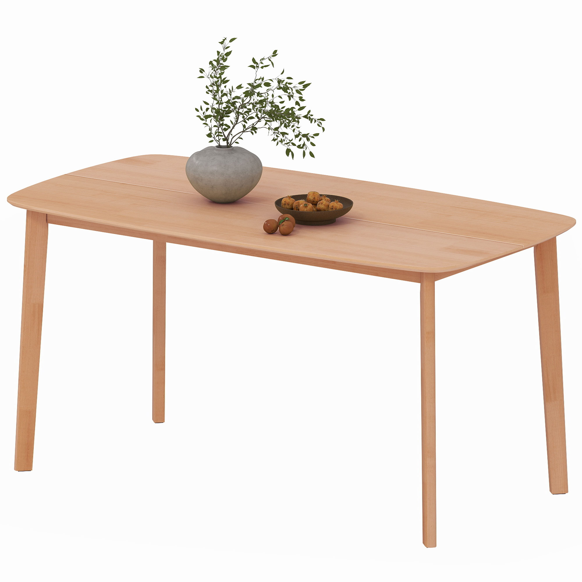 HOMCOM Pine Wood Dining Table for 6, 59" Rustic Rectangular Kitchen Table with Large Tabletop for Dining Room, Natural