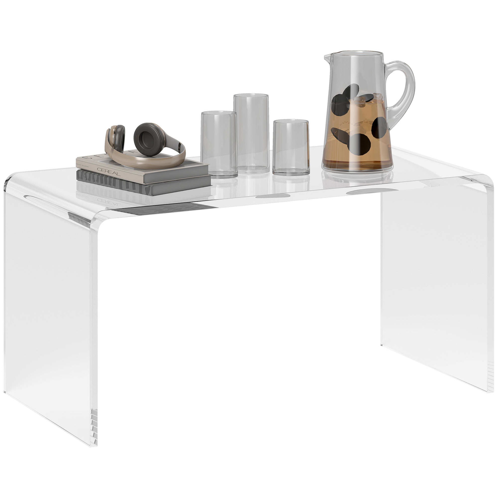 HOMCOM 32" Acrylic Coffee Table, 0.6" Thick Rectangle Waterfall Center Table for Living Room, Modern, No Assembly Required, Clear