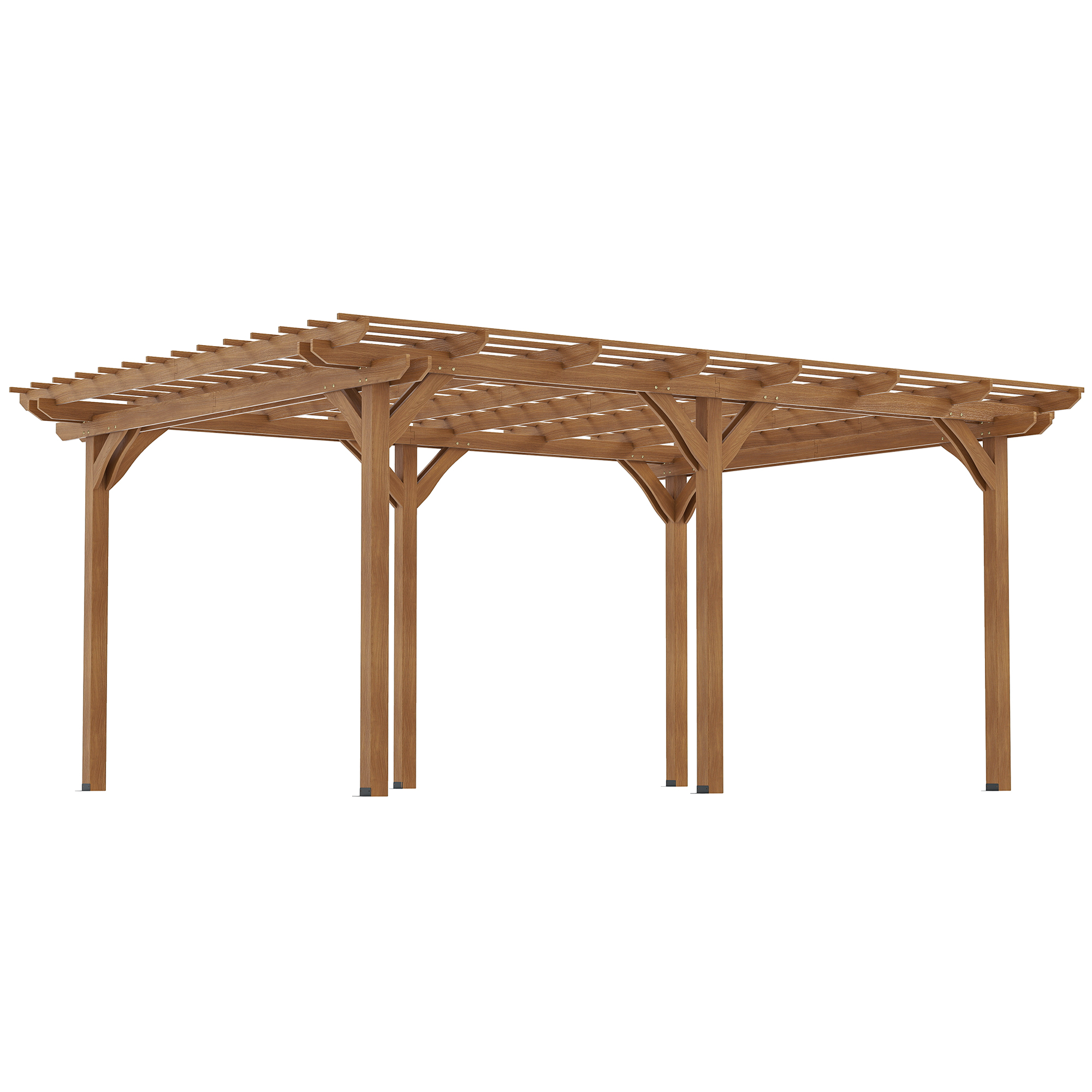 Outsunny 12' x 16' Outdoor Pergola Grape Trellis, Wood Gazebo for Climbing Plants at Garden, Patio, Backyard, Deck, Brown