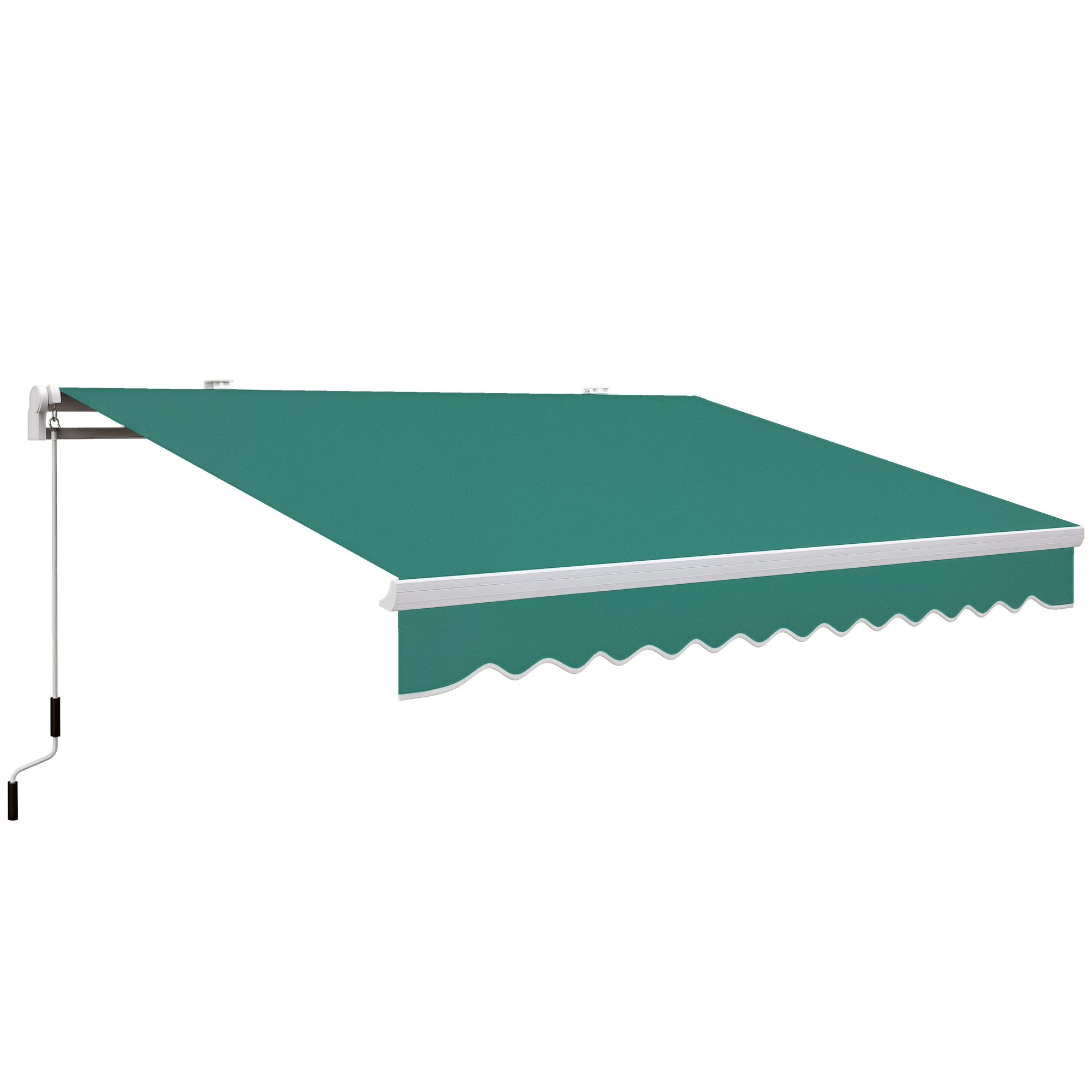 Outsunny 13' x 8' Manual Retractable Awning Sun Shade Shelter with UV Protection and Easy Crank for Patio Deck Yard, Green