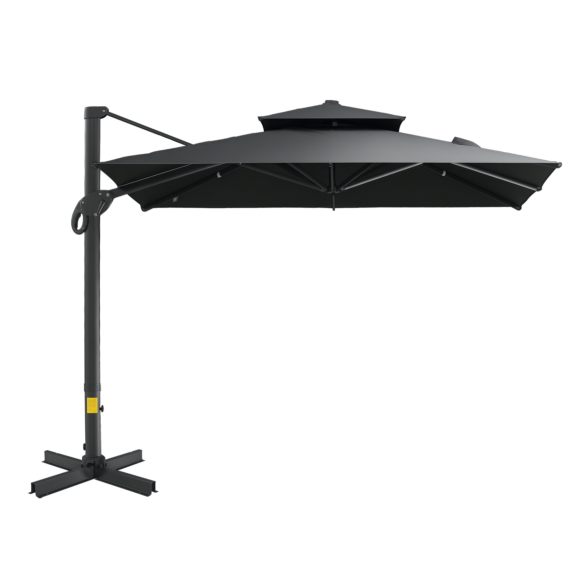Outsunny 10ft Offset Patio Umbrella, Hanging Cantilever Umbrella, Square Shape, Aluminum Cross Base, Tilt, 360-Degree Rotation, Gray
