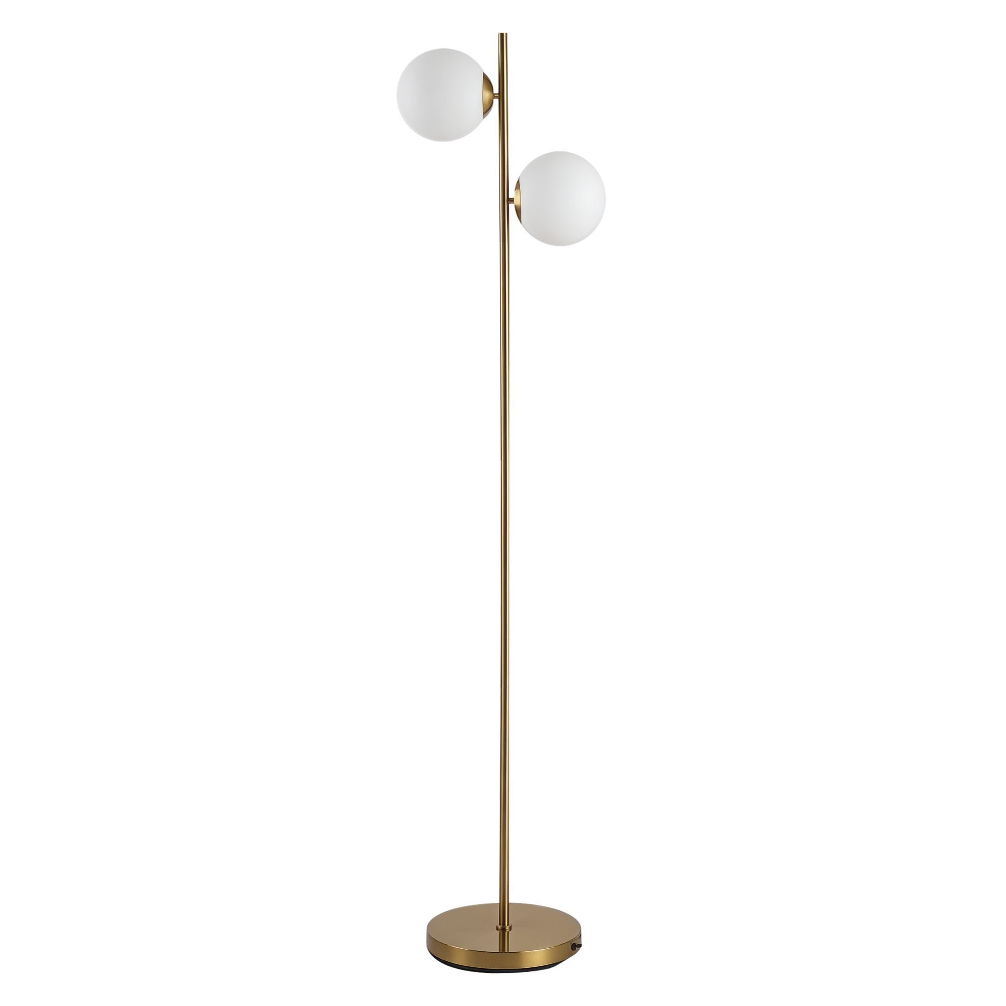HOMCOM Floor Lamp w/ 2pcs Glass Lamp Shade Modern Portable Decorative Lamp, White