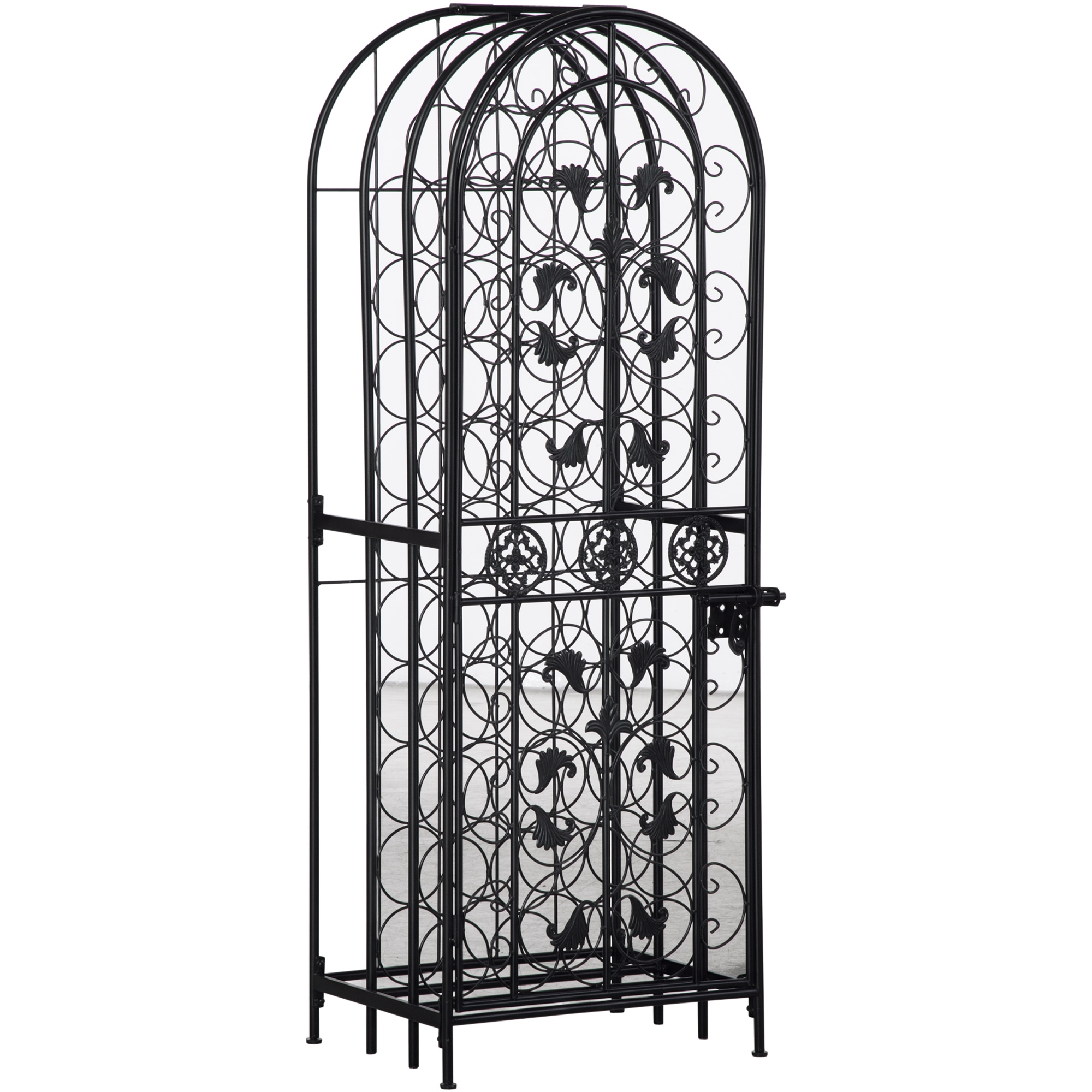 HOMCOM 45-Bottle Modern Wine Organizer Decorative Portable Wrought Iron Wine Rack Jail