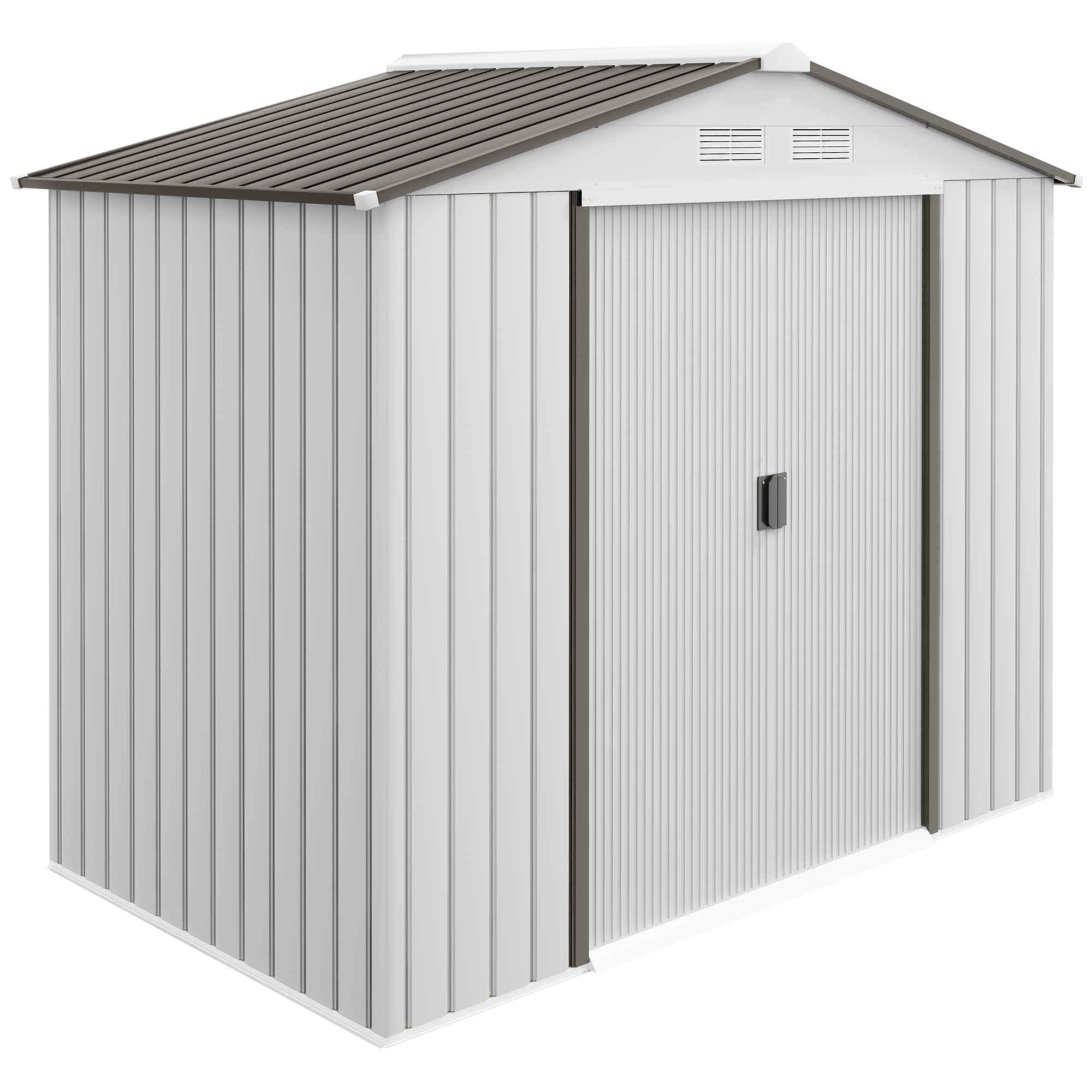 Outsunny 7x4 Garden Shed, Storage Shed with 4 Vents & 2 Sliding Doors, Garden Tool House for Backyard, Patio, Garage, Lawn,White