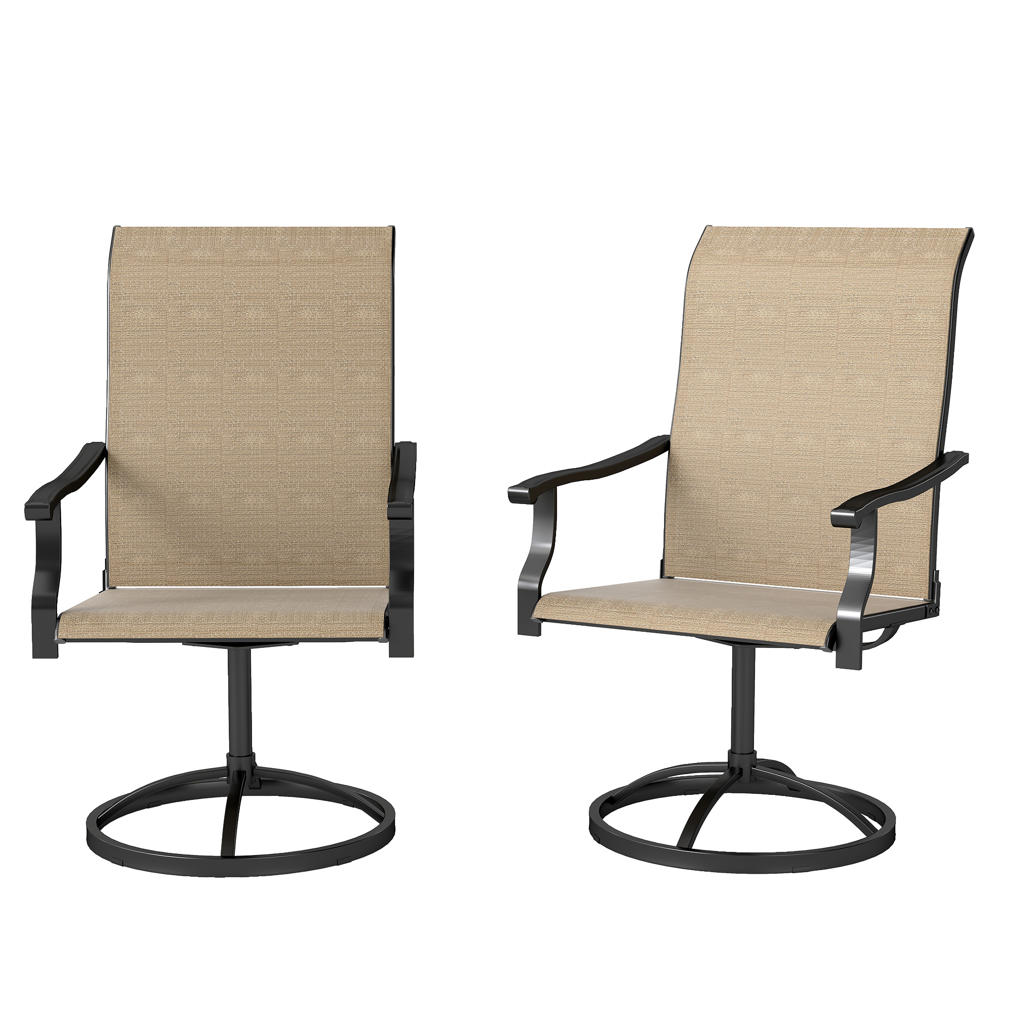Outsunny Patio Swivel Chairs Set of 2, High Back Patio Dining Chairs with All-Weather Mesh for Backyard, Lawn, Garden, Brown