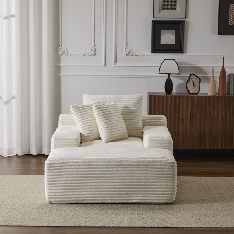 Compressed Sofa Oversized Chaise Lounge Chair with 3 Throw Pillows and Wide Armrest, Modular Sofas for Small Spaces Sleeper Sofa Daybed with Corduroy