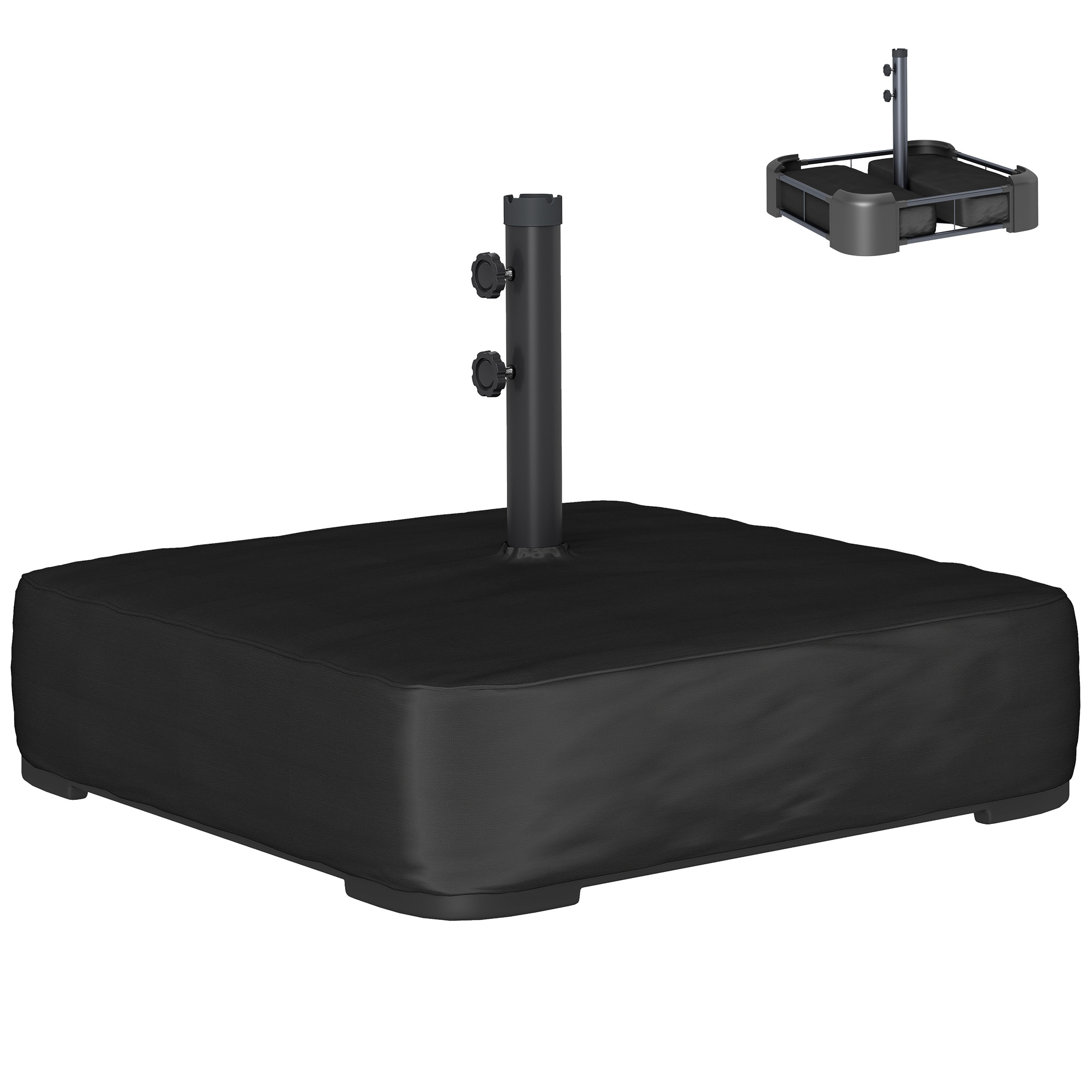 Outsunny Garden Parasol Base 176 lbs Sand Filled Heavy Duty Stand for Cantilever Umbrellas and 1.9" Poles Black