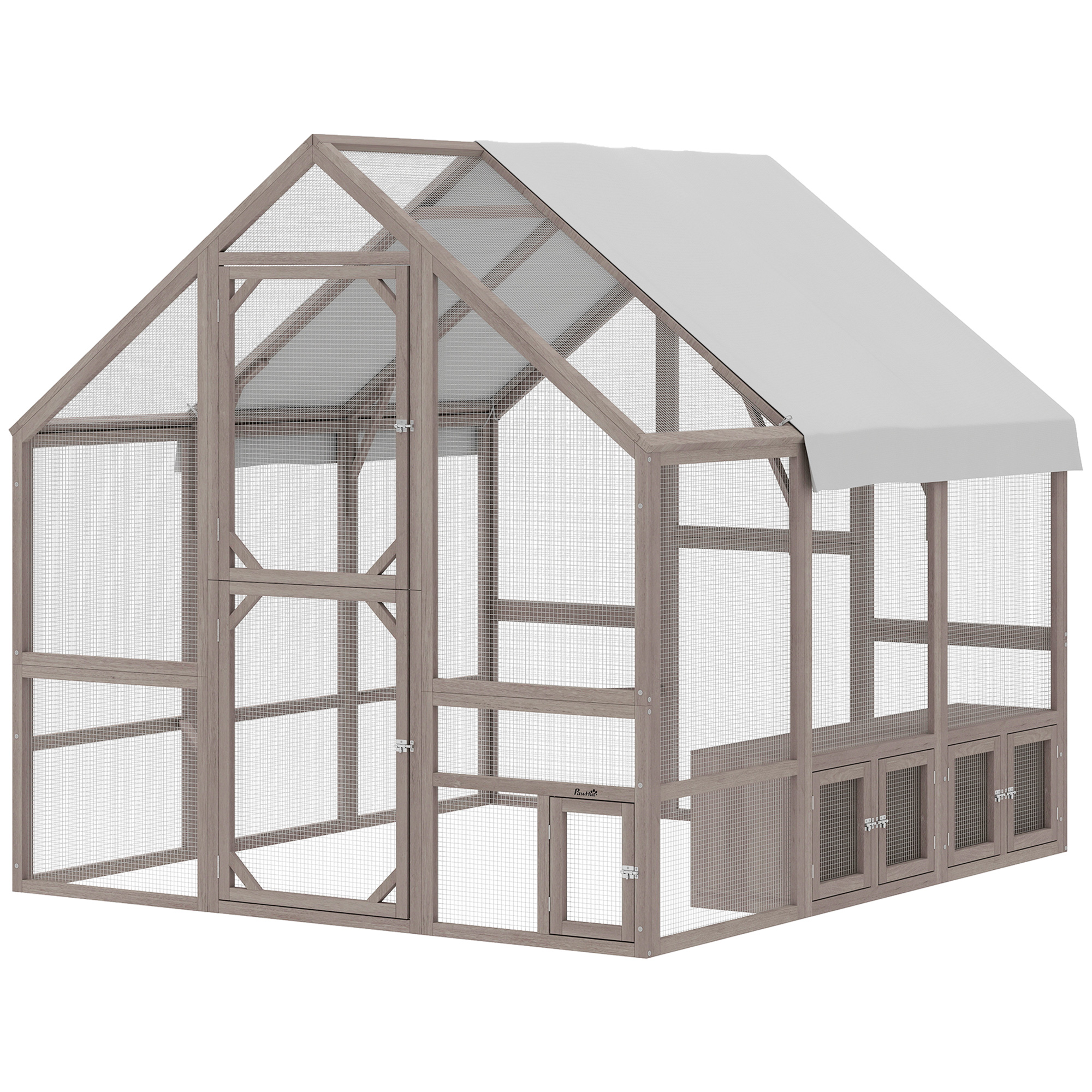 PawHut Large Wooden Chicken Coop for 8-10 Hens, Walk-in Chicken Run with Waterproof Cover, Nesting Boxes and Perches