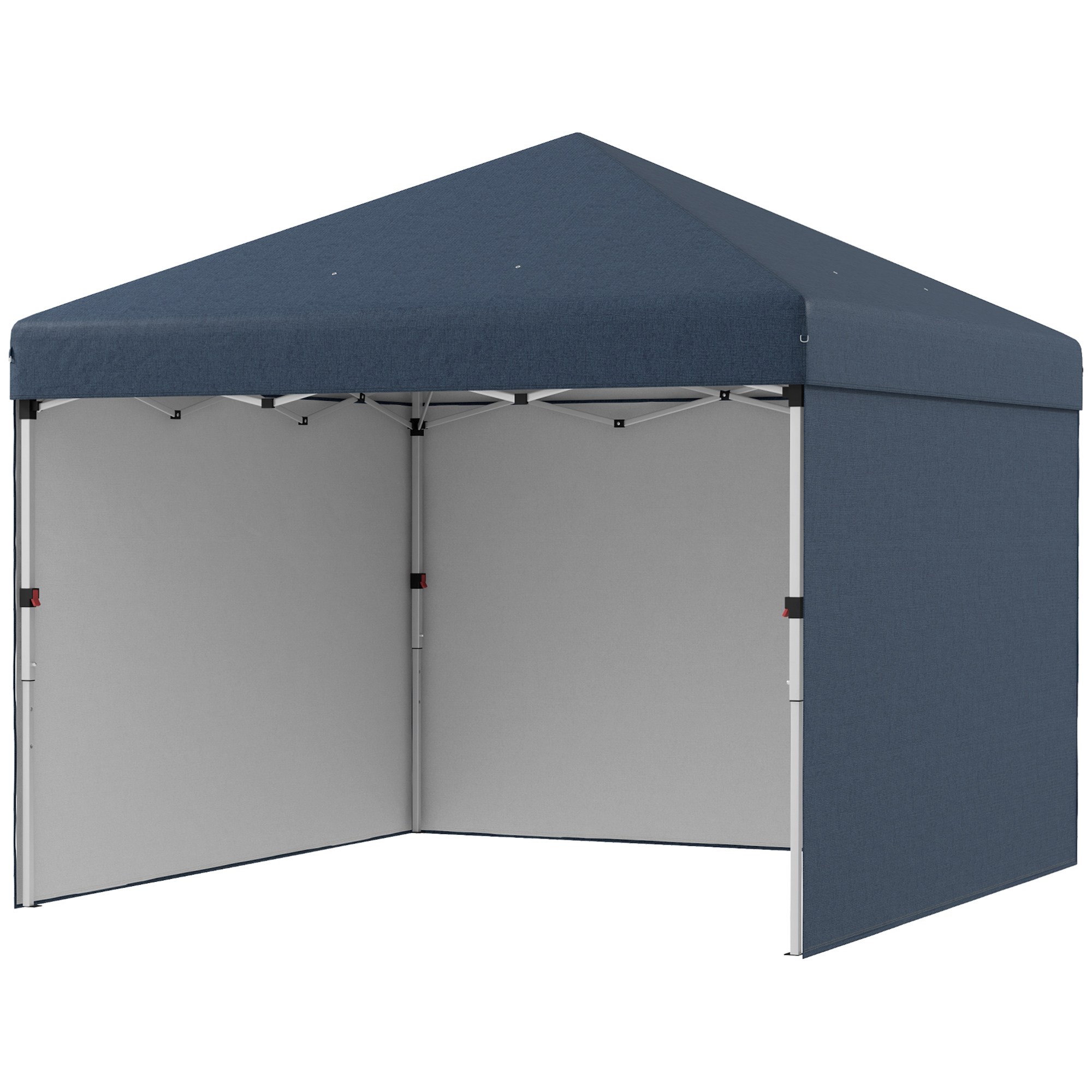 Outsunny 10' x 10' Pop Up Canopy with Sidewalls, Weight Bags and Carry Bag, Height Adjustable Tent for Parties, Navy