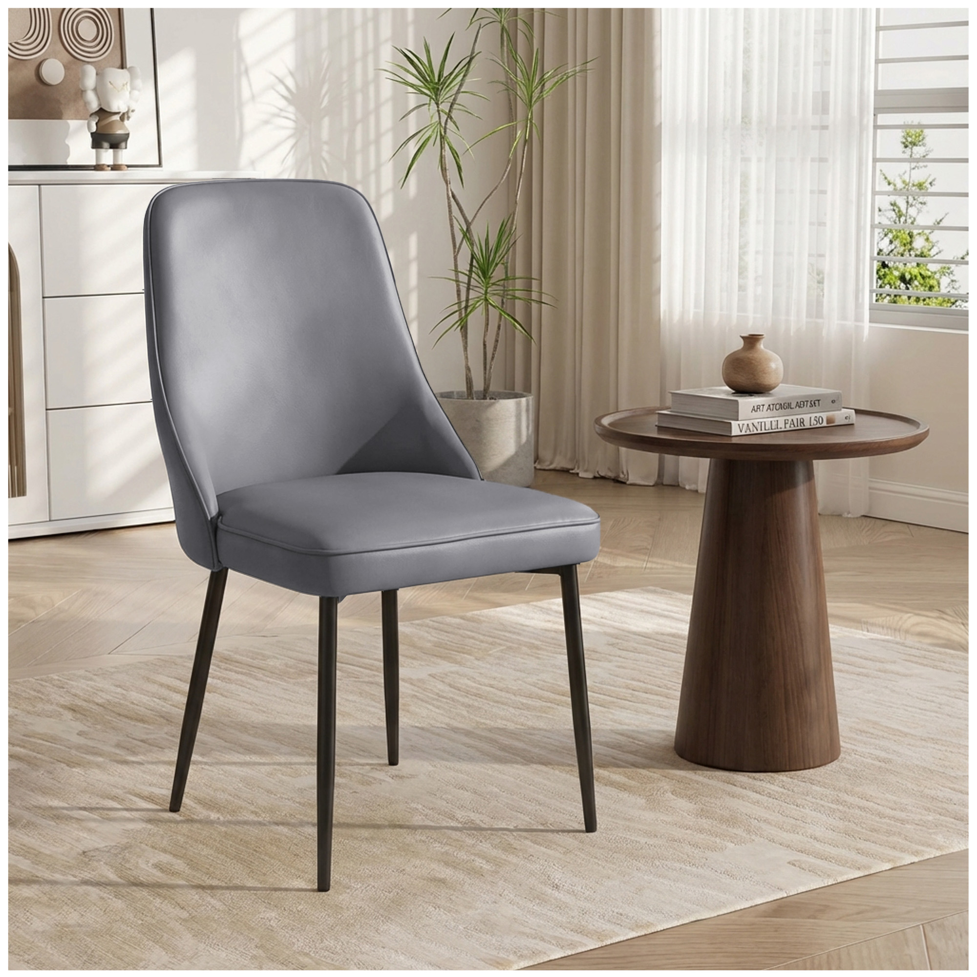Cozy Dining Chairs with Ergonomic Curved Backrest, Stylish Kitchen Seats for Dining Rooms and Living Rooms, 19.5"L x 23.5"W x 35.5"H, Gray