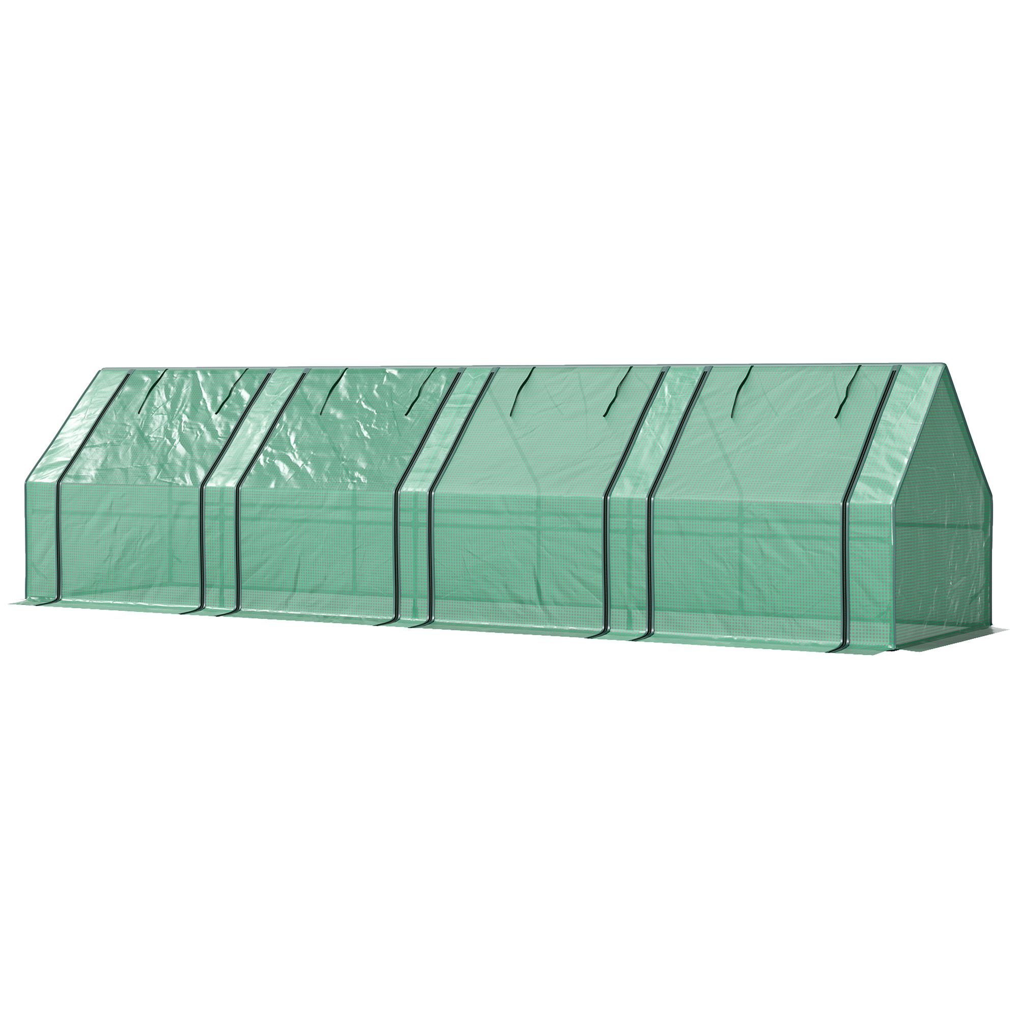 Outsunny Portable Mini Greenhouse, Outdoor Garden with Large Zipper Doors and Water/UV PE Cover, 12' x 3' x 3', Green