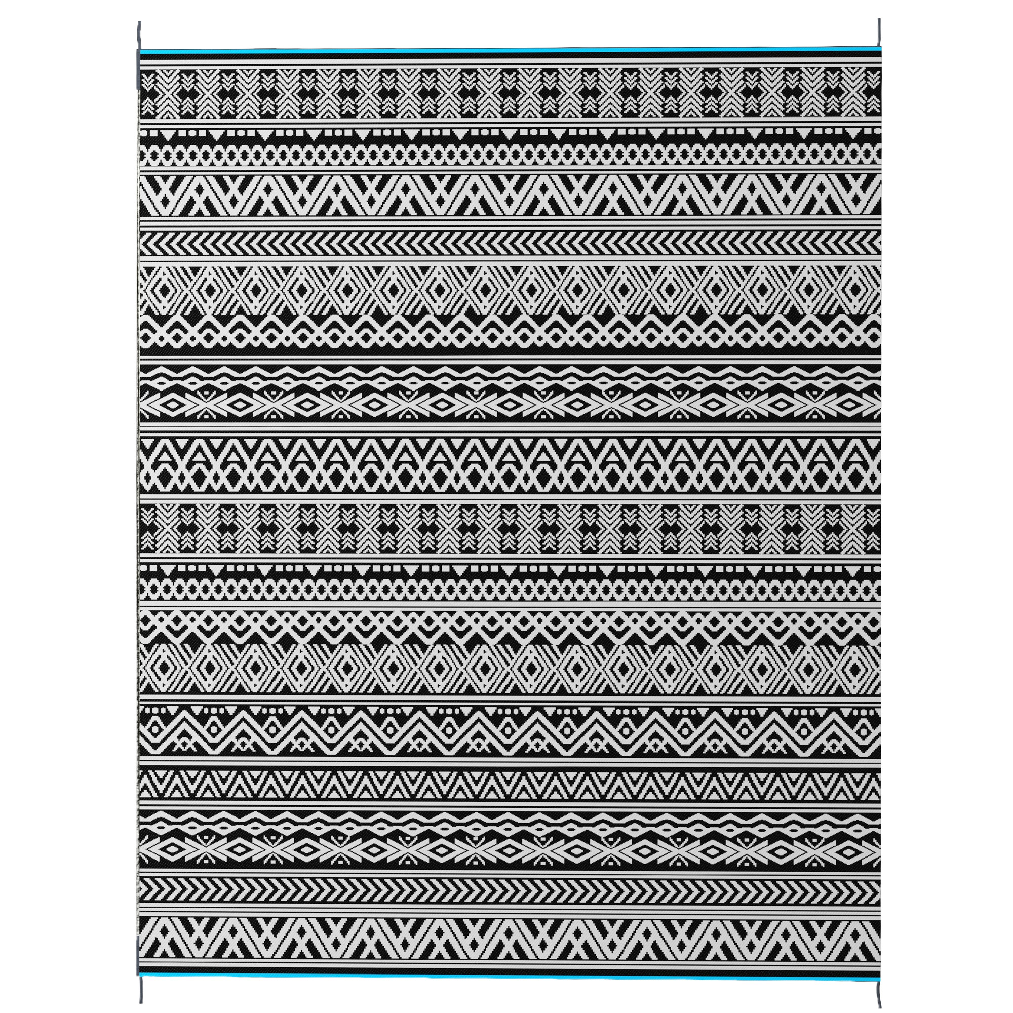 Outsunny Reversible Outdoor Rug Carpet RV Camping Rugs with Carry Bag, 8' x 10', Gray & Cream White Boho