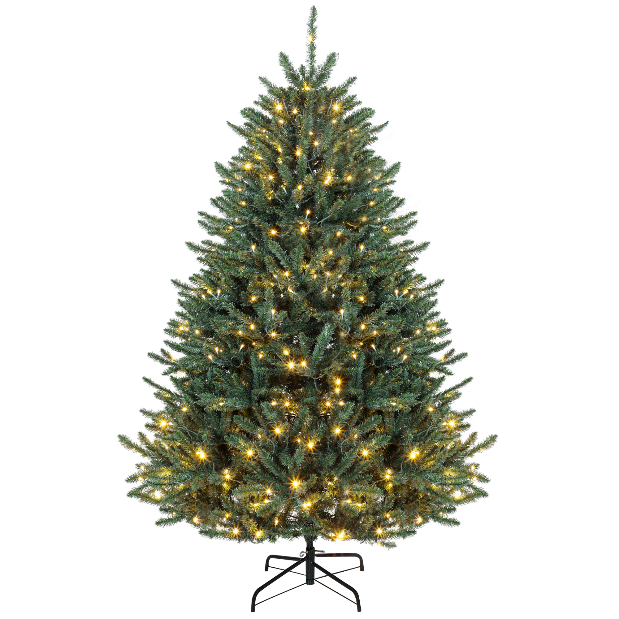 HOMCOM 6ft Prelit Christmas Tree, Colorado Blue Spruce, Easy Plug, Hinged Xmas Tree with Warm White & Multi-Color LED Lights