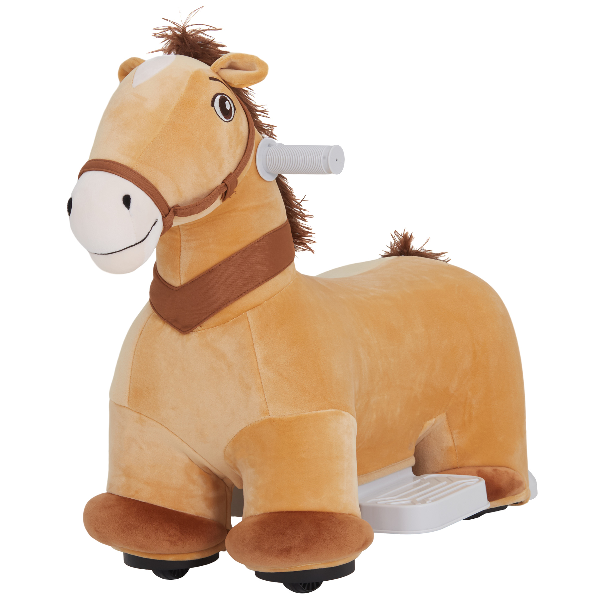 Qaba Battery Powered Electric Ride on Pony, 6V Ride on Horse w/ with Music Forward, PU Wheels, Aged 18-36 Months, Brown