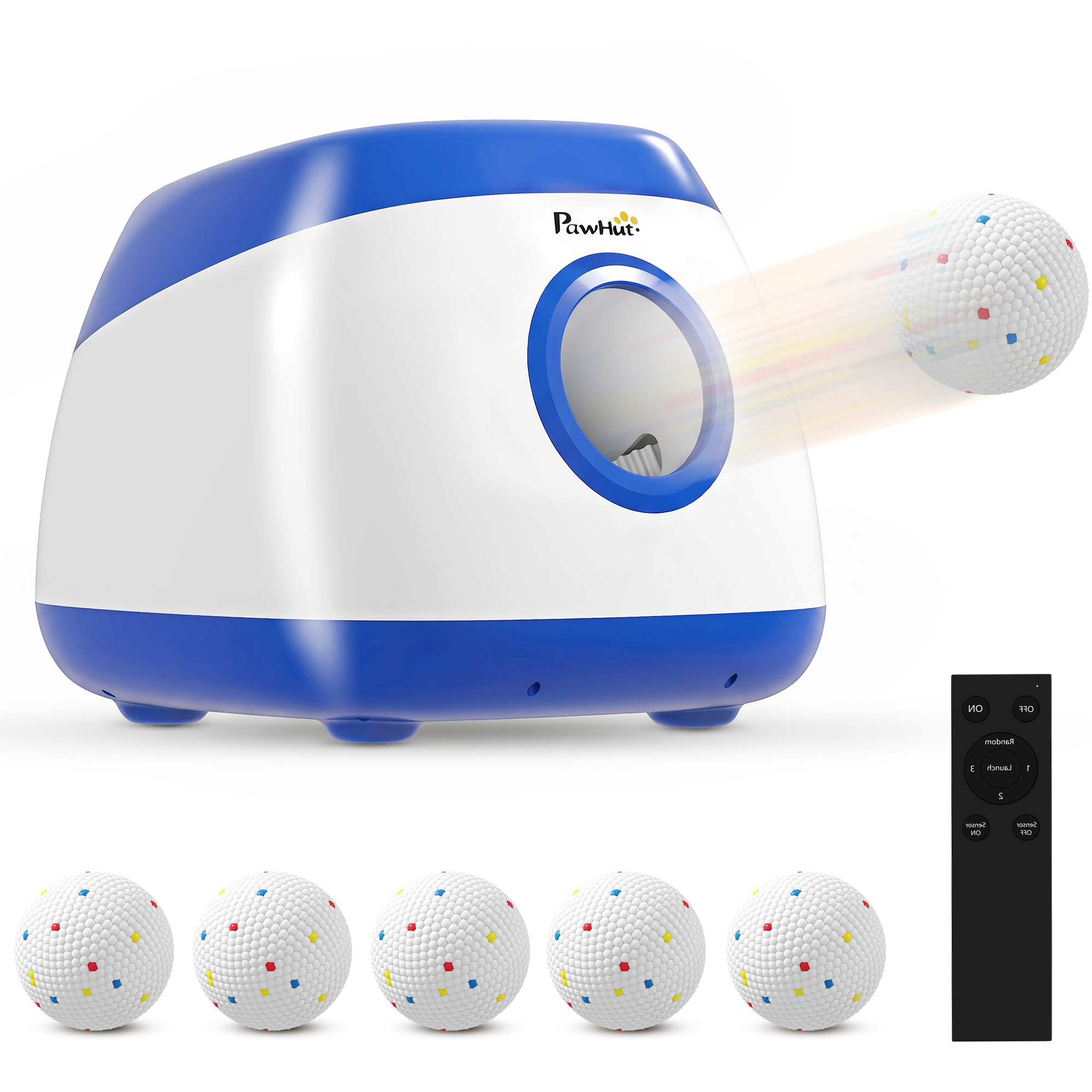 PawHut Automatic Dog Ball Launcher with 26-80 FT Distance, Automatic Ball Launcher for Medium and Large Dogs, Blue
