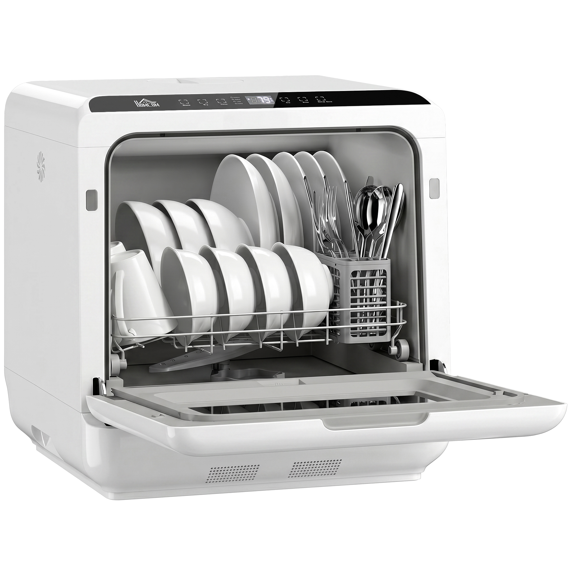 HOMCOM Countertop Dishwasher, Portable Mini Dishwasher with 1.6 Gal Built-in Water Tank, 5 Washing Programs, Air-Dry Function