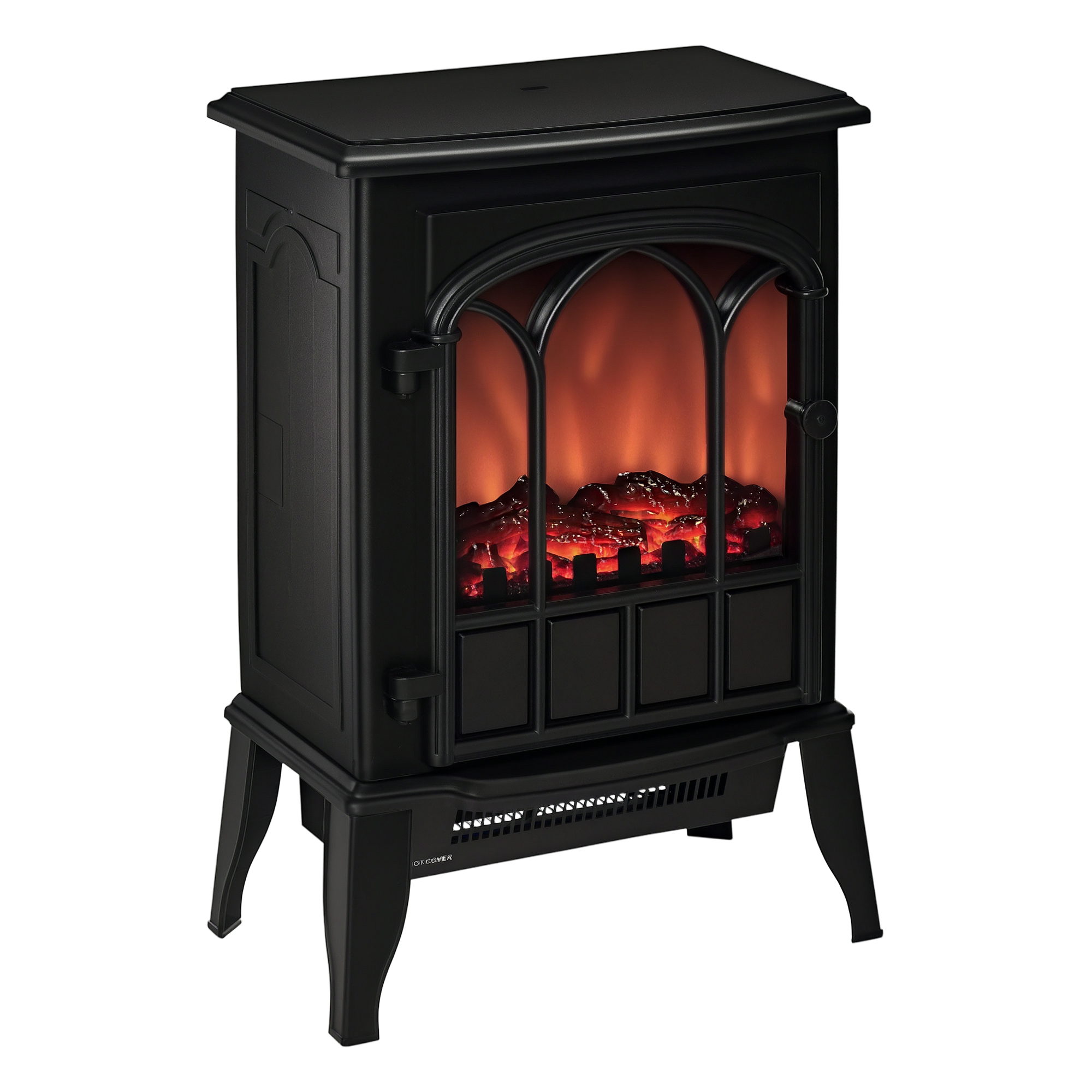 HOMCOM Electric Fireplace Stove, Freestanding Fireplace Heater, 750W/1500W, Black