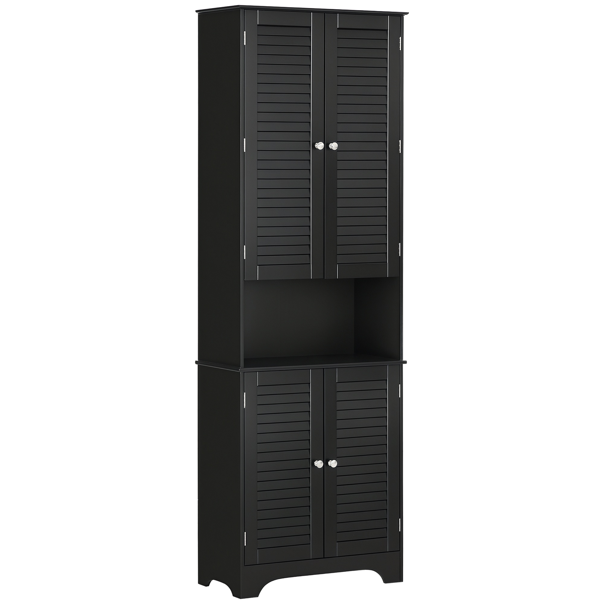 HOMCOM Tall Narrow Bathroom Storage Cabinet with Doors and Shelf Adjustability, Black