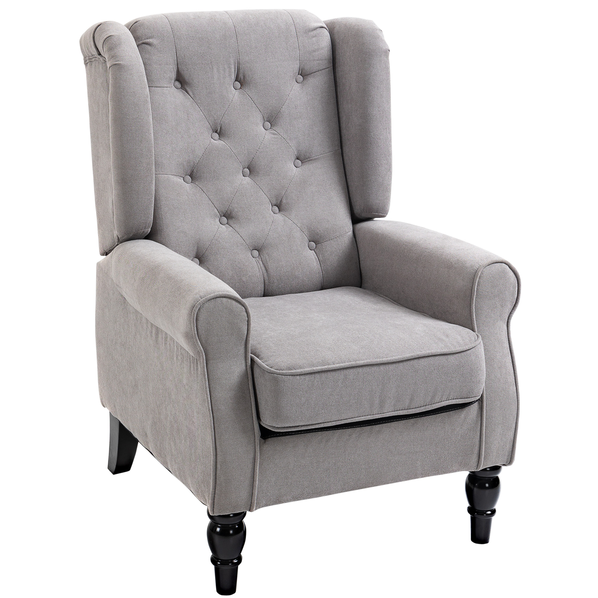 HOMCOM Mid-Century Modern Accent Chair, High Wingback Reading Chair, Button-Tufted Upholstered Fabric Armchair with Retro Wood Legs for Apartment, Liv