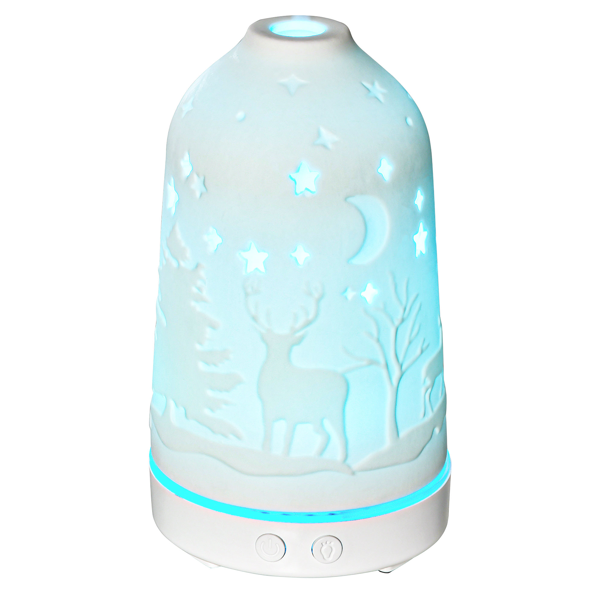 HOMCOM 100ml Ultrasonic Aromatherapy Diffuser, Essential Oils Humidifier with Ceramic Cover, 7 Colors LED Lights, Timer, White