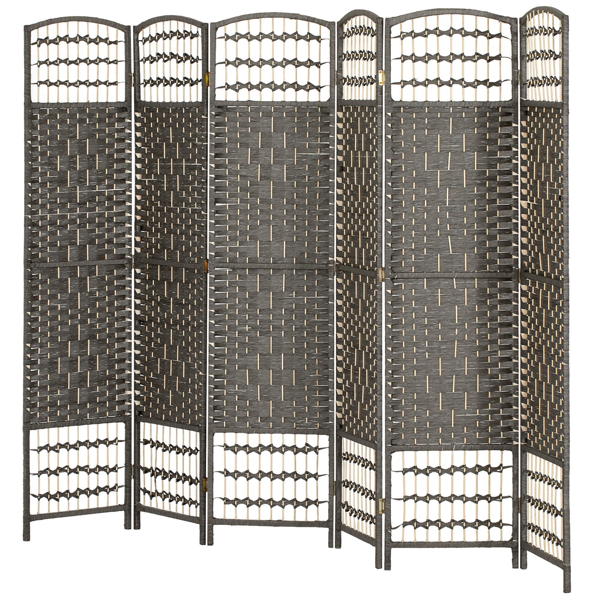 HOMCOM 6 Panel Folding Room Divider Portable Privacy Screen Wave Fiber Room Partition for Home Office Dark Gray