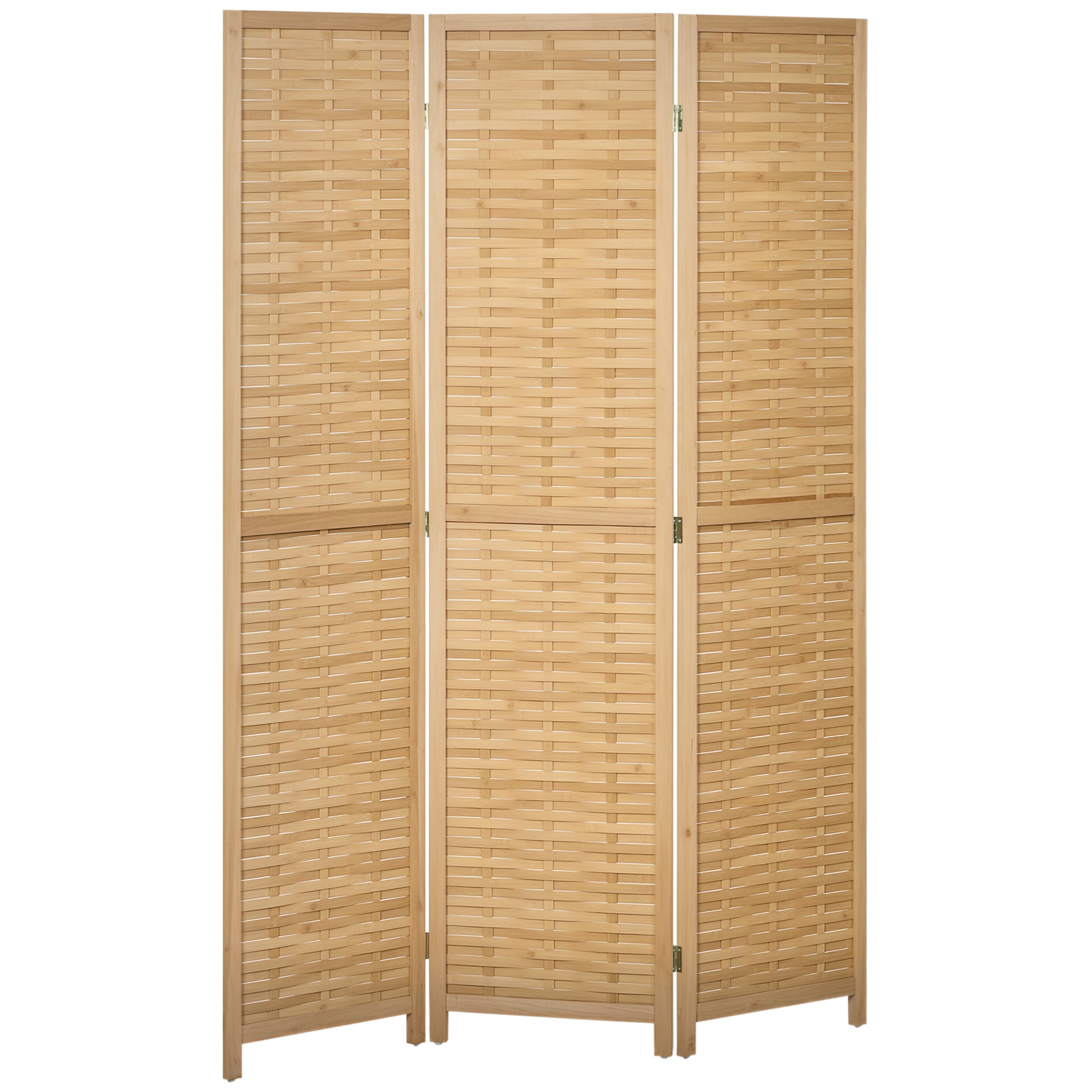 HOMCOM Hand Woven Room Divider, 3 Panel Bamboo Folding Privacy Screen for Home Office, 47.25"x67"x0.75", Natural