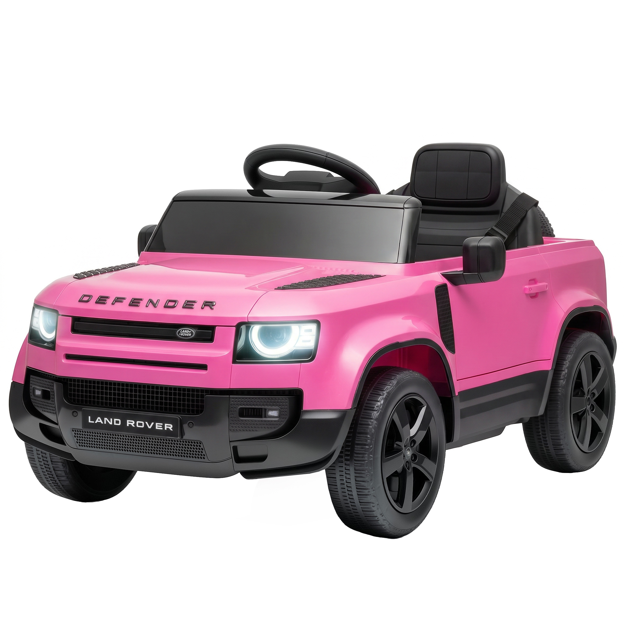 Qaba 12V Ride on Car Licensed Land Rover with Remote, Suspension, Slow Start, 3 Speeds, Lights, Music, Horn for 3-5, Pink
