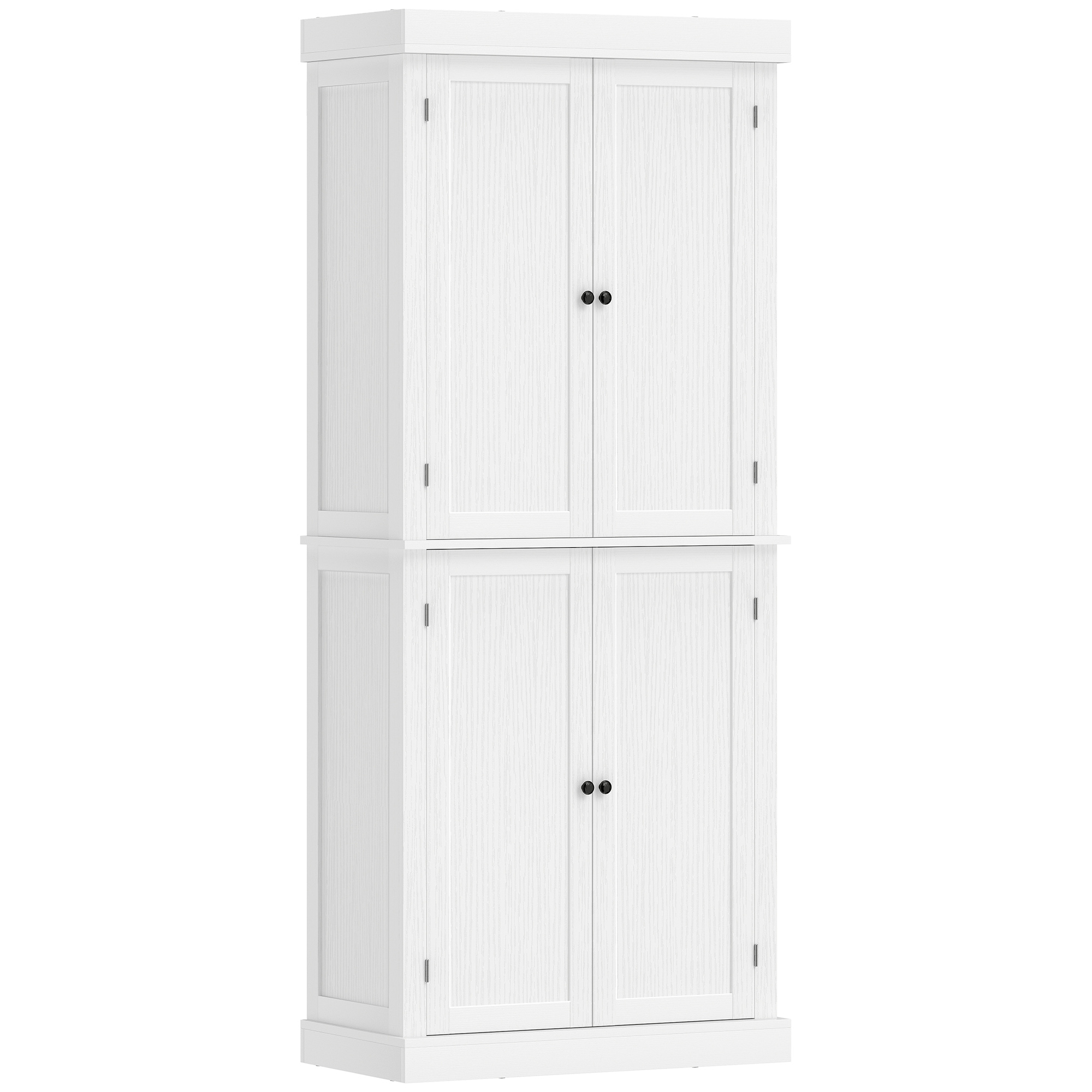 HOMCOM 72" Kitchen Cabinet, Pantry Storage Cabinet with Doors and Shelves, Freestanding Food Pantry Cabinet, White Wood Grain