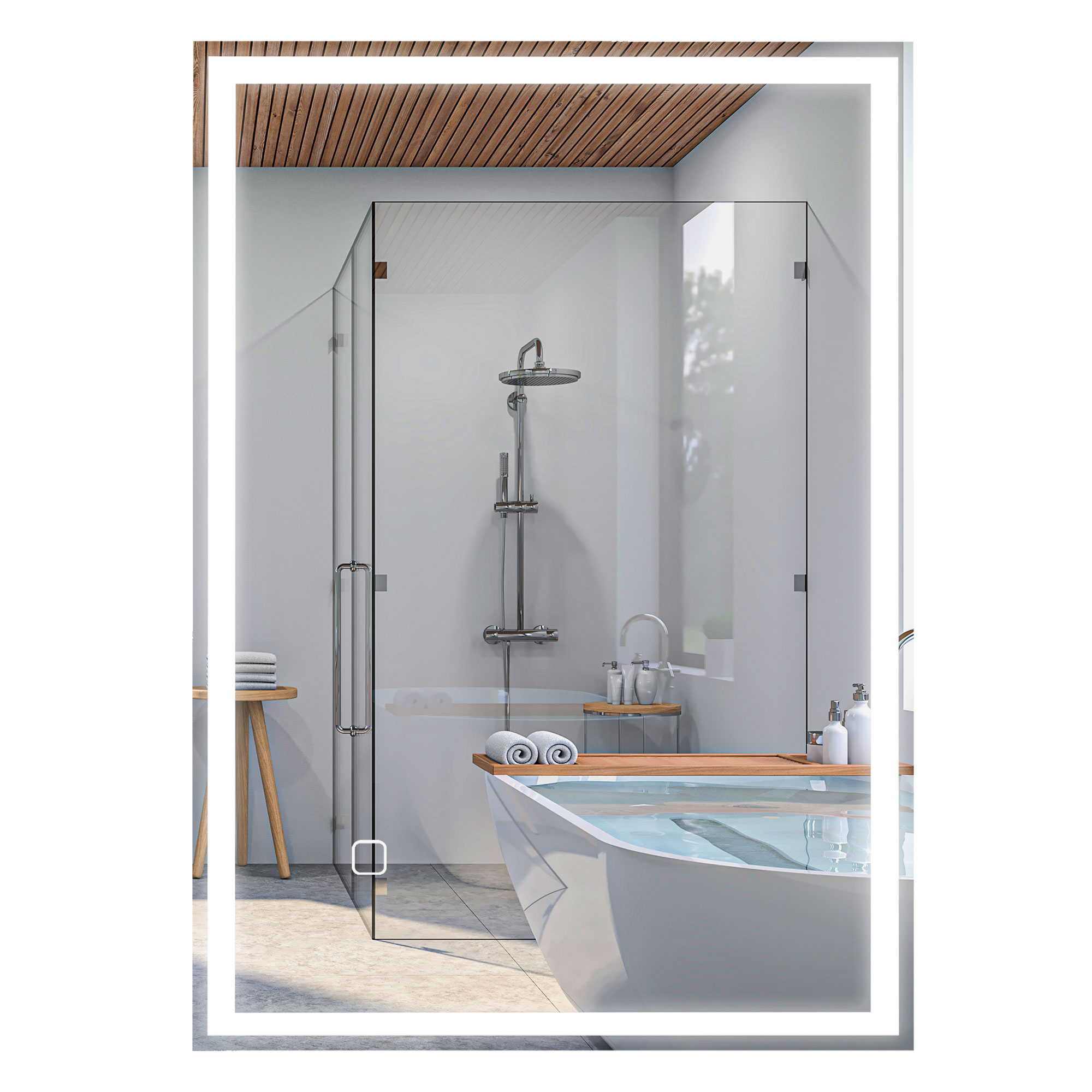 HOMCOM 32" x 24" Bathroom Mirror with LED Lights, Dimmable Makeup Mirror, Vanity Mirror with 3 Colors, Smart Touch