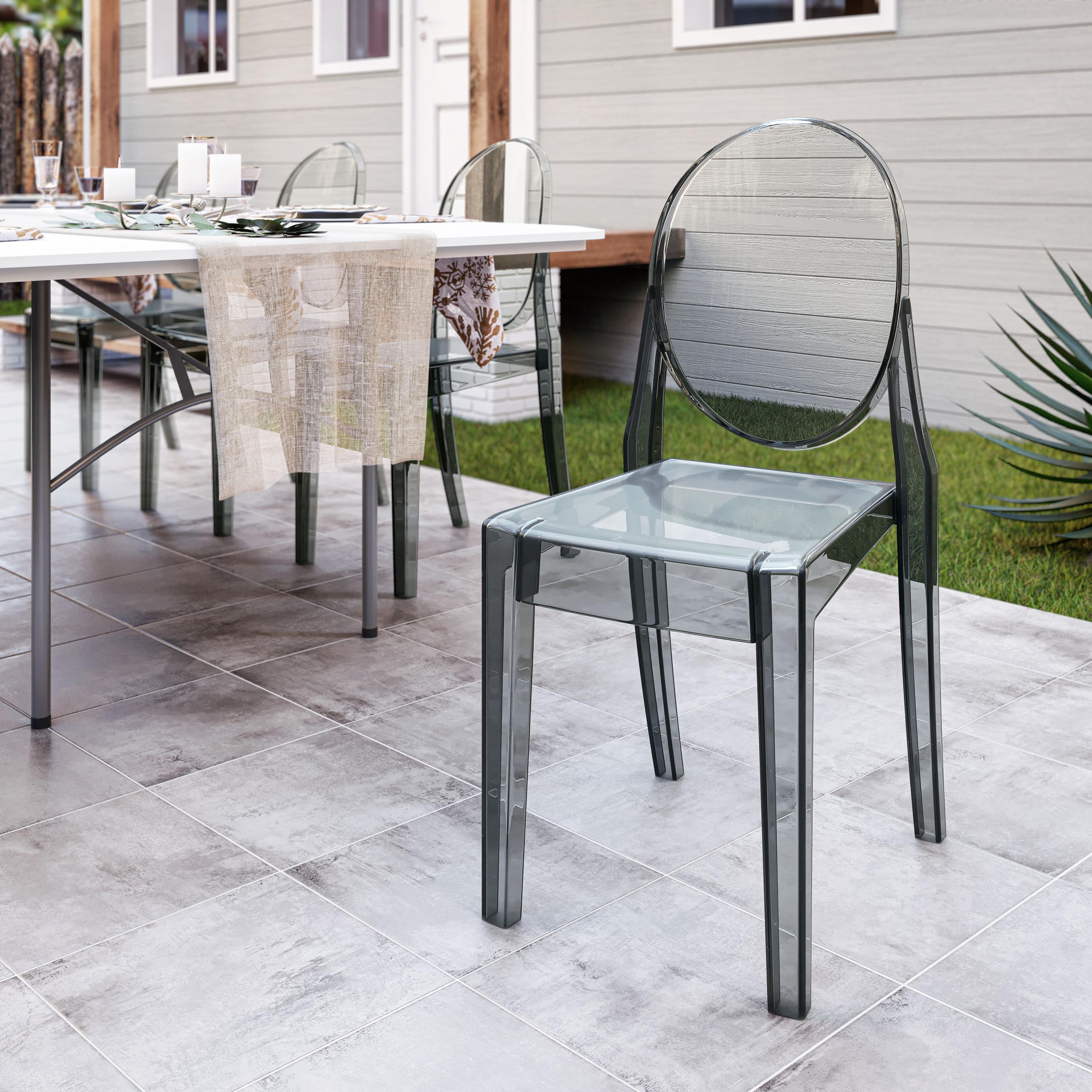 Set of 4 Ghost Chairs with Durable Acrylic Construction, Ideal Event Chairs for Formal Events and Casual Gatherings, 14.5" L x 20" W x 35.5" H, Gray