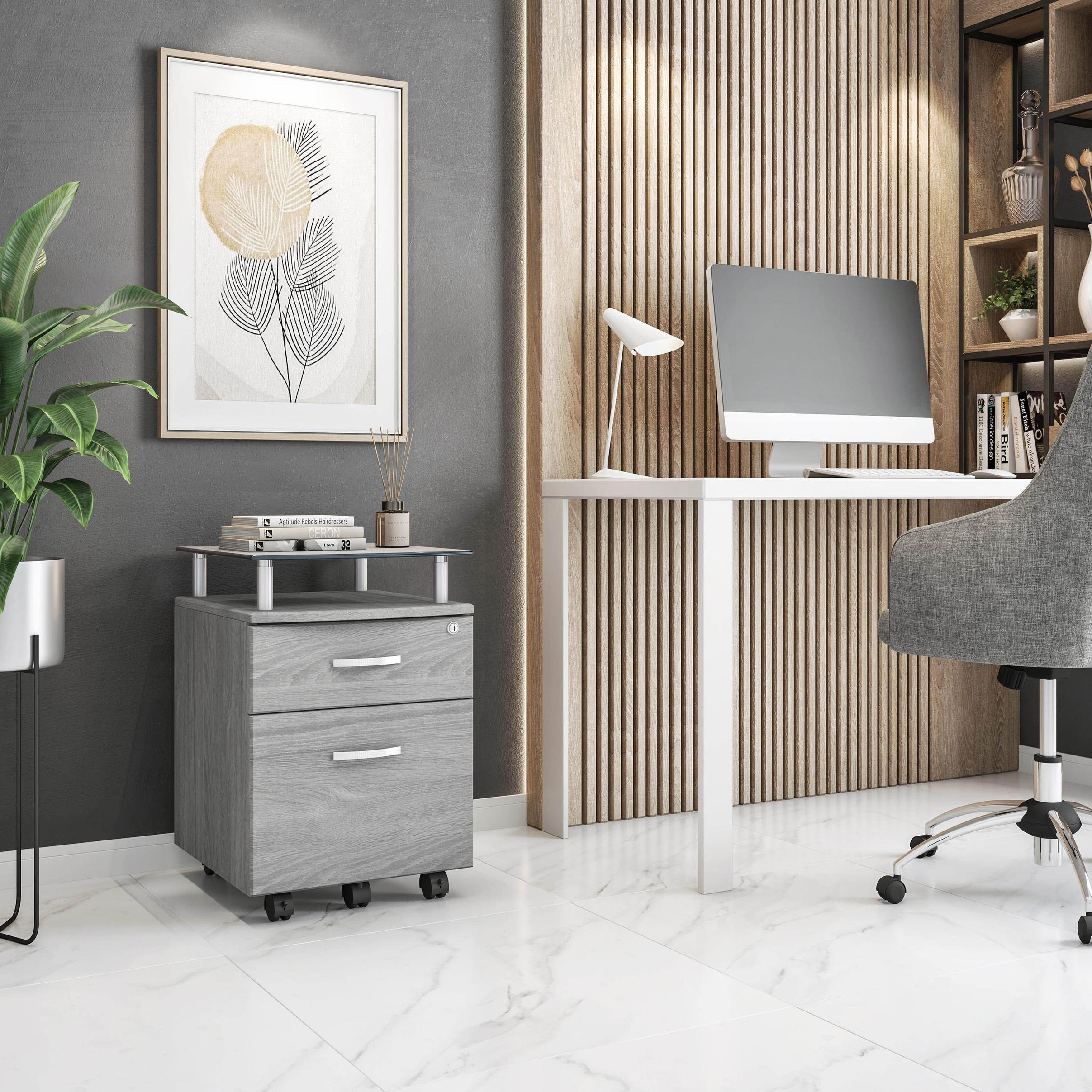 Compact File Cabinet with Hanging Drawers and Locking Design, Locking Storage Unit for Offices and Study Rooms, 15.5" L x 17.5" W x 24" H, Gray