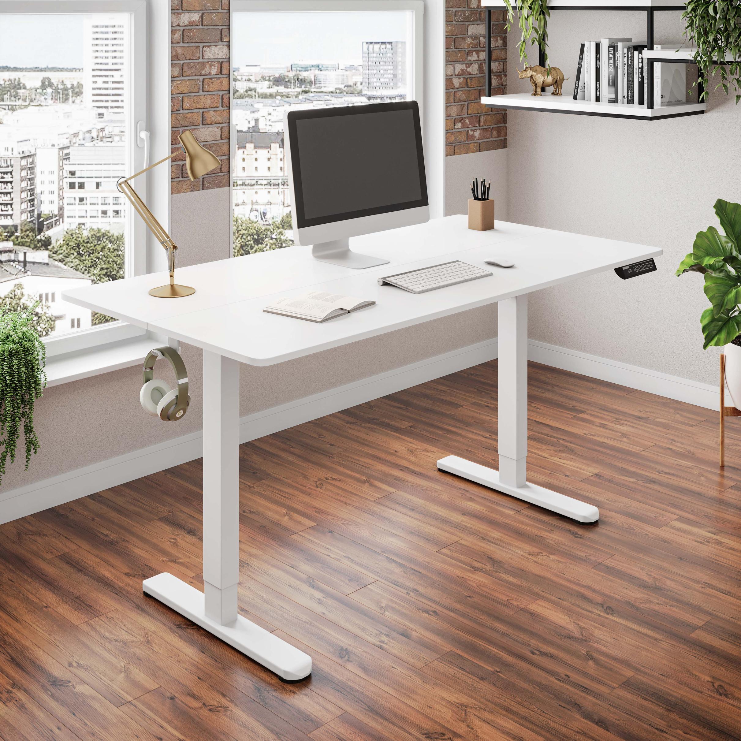 Sleek Electric Standing Desk with Memory Presets and Hooks, Height Adjustable Sit to Stand Computer Desk for Home Office, 47.5'' L x 23.5'' W x 28'' H