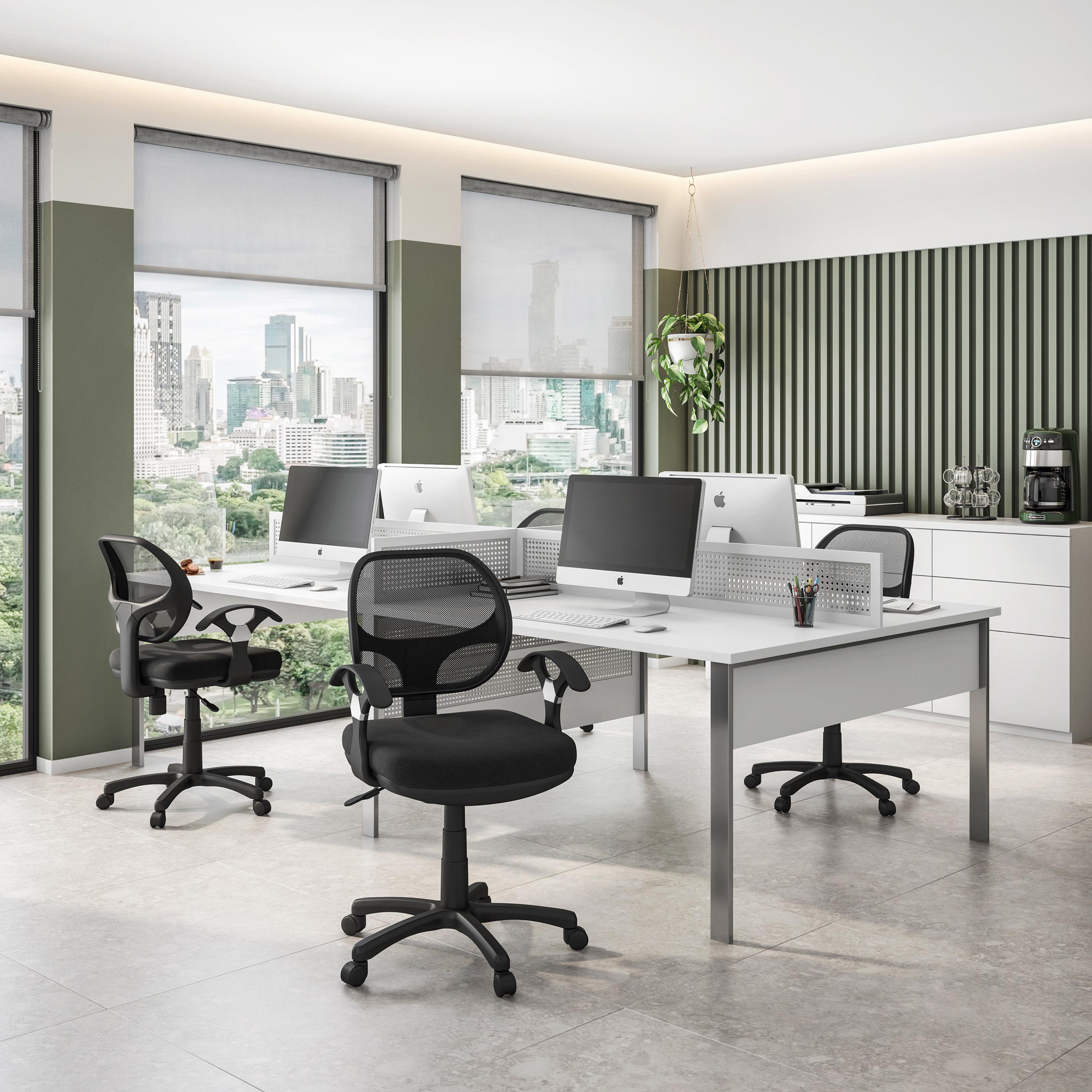 Breathable Office Chair with Contoured Fabric Seat Cushion and Contoured Armrests, Task Chair for Offices, 23.5" L x 22.5" W x 35" H, Black