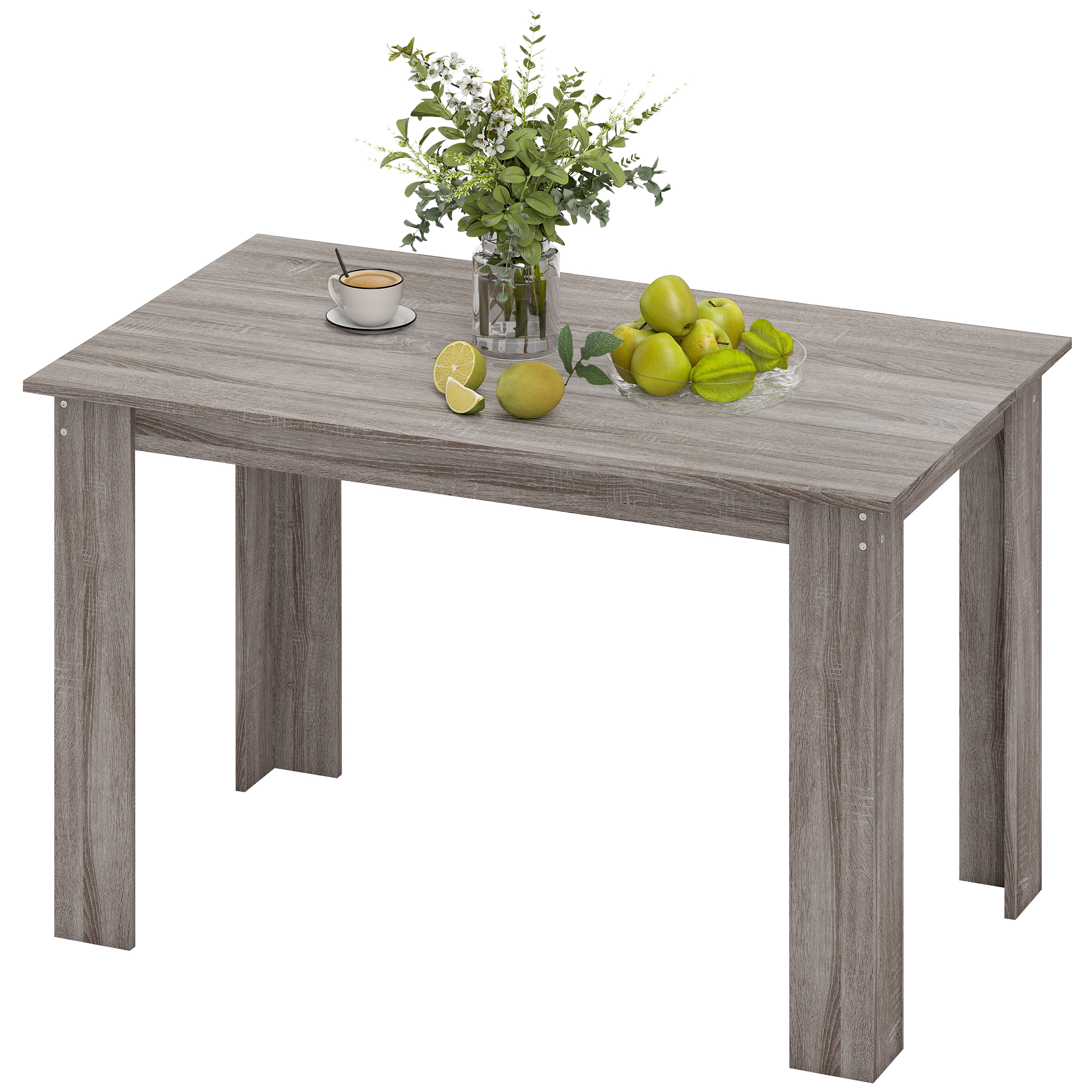 HOMCOM 47" Dining Table for 4-6 People, Modern Rectangular Kitchen Table for Dining Room, Living Room, Light Gray Wood Effect
