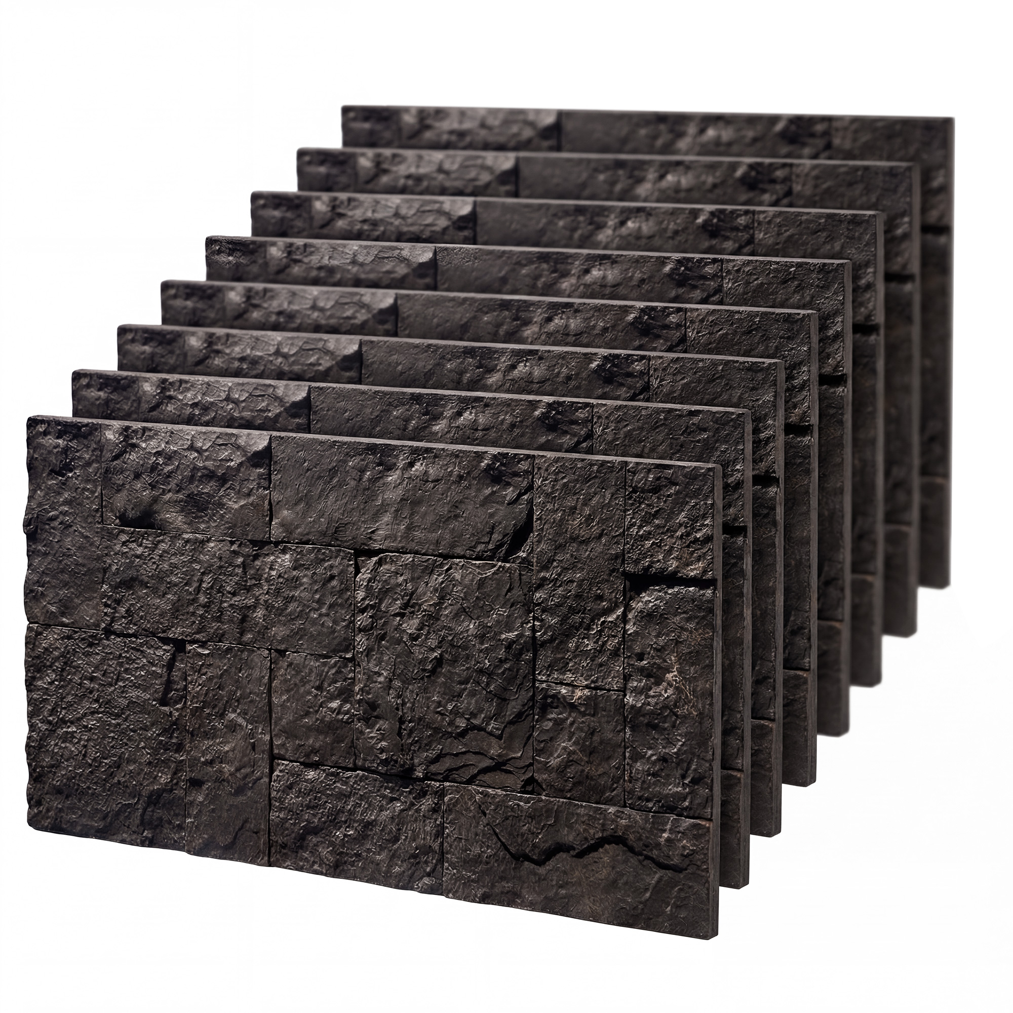 HOMCOM 8-Pack 3D Faux Stone Wall Panels, Lightweight Polyurethane Panels for Interior and Exterior Accent Walls, Black