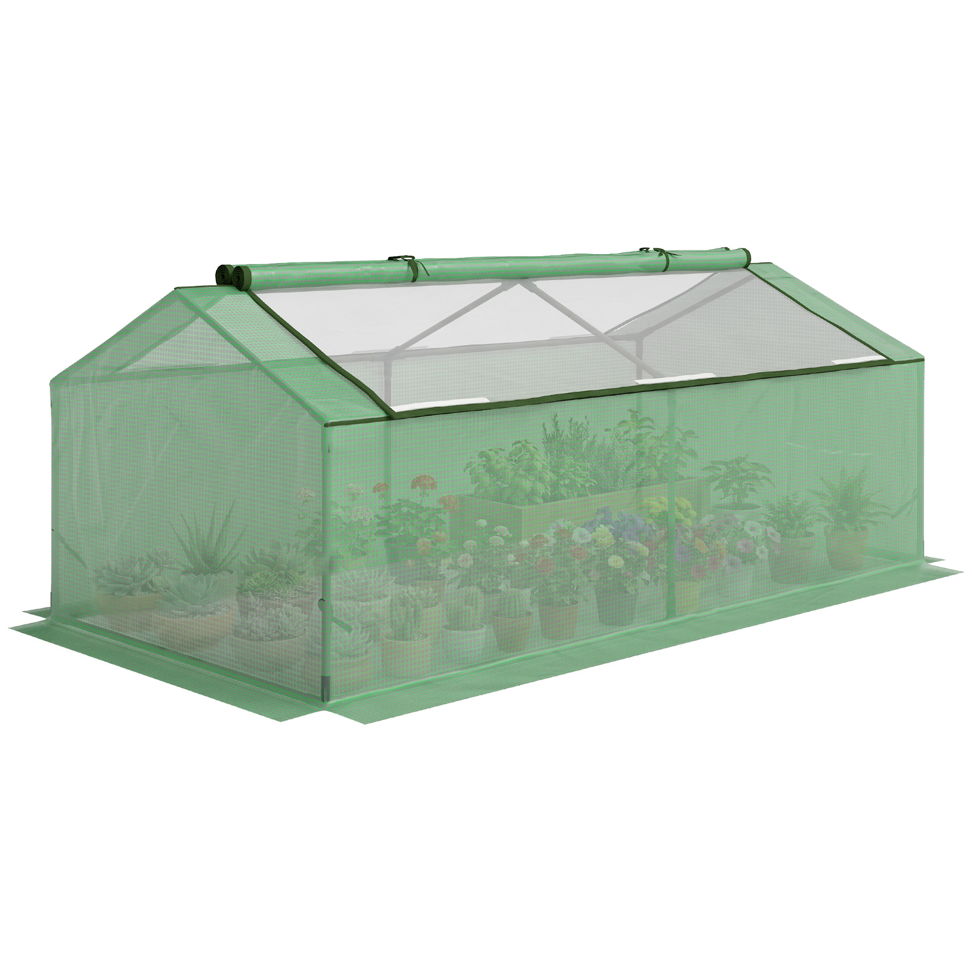 Outsunny 71" x 36" x 28" Mini Greenhouse Portable Hot House for Plants with Large Zipper Windows for Outdoor, Indoor, Garden, Green