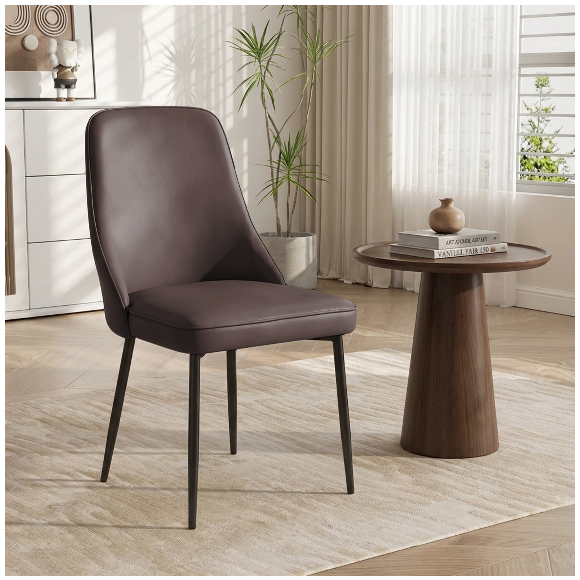Modern Dining Chairs Set of 1, Upholstered Dining Room Chairs with Thick Cushions, Mid Century Modern Kitchen Chairs with Metal Legs for Kitchen/Livin