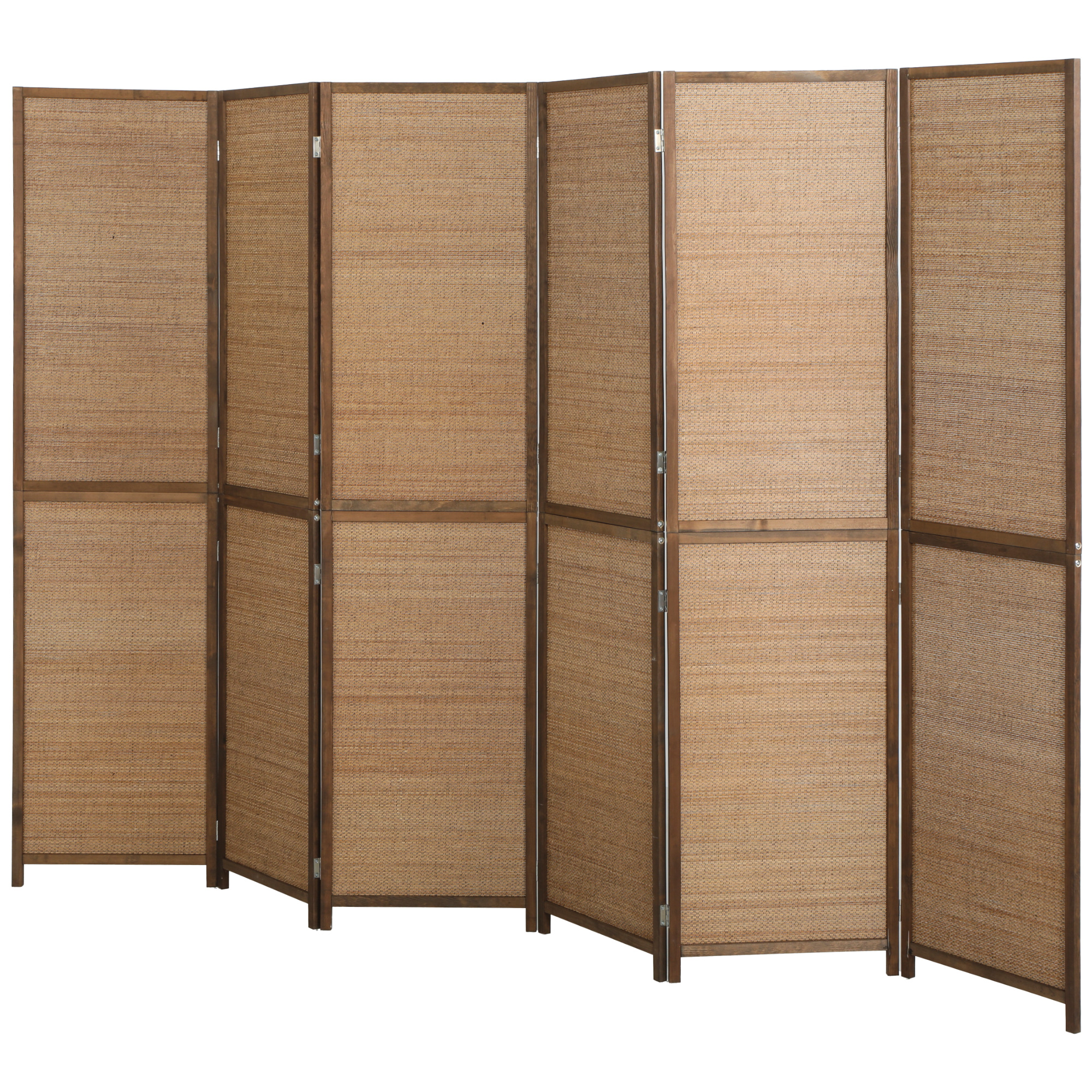 HOMCOM Room Divider, 6 Panel Folding Privacy Screen, 6 FT Tall Hand-Woven Bamboo Wall Partition, Brown