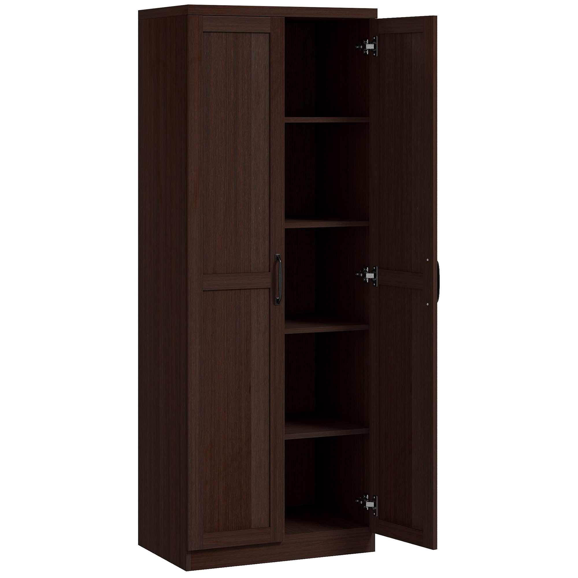 HOMCOM 63" 2-Door Kitchen Pantry, Freestanding Cabinet with 2 Adjustable Shelves for Dining Room, Cinnamon Cherry Wood Grain