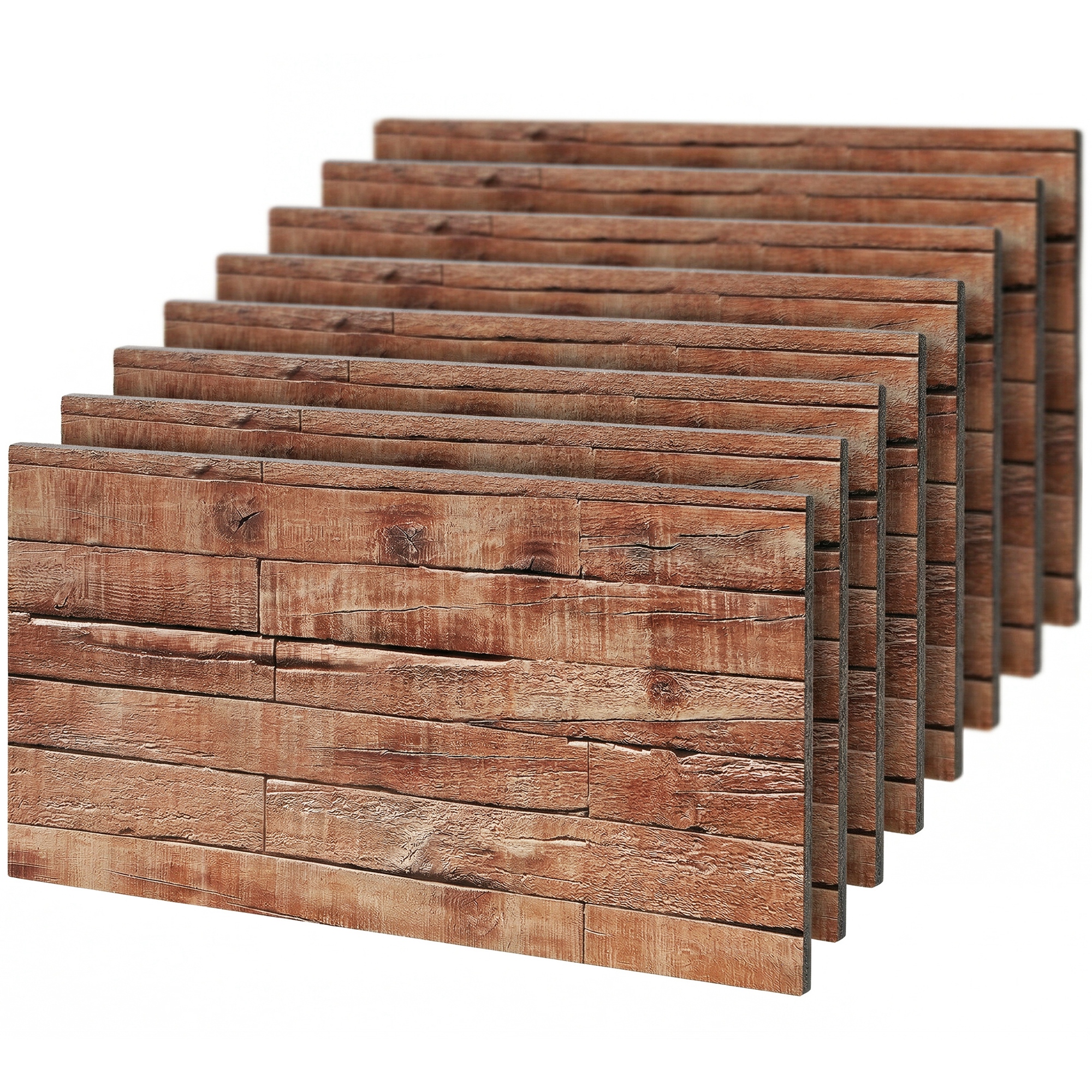 HOMCOM 8-Pack 3D Faux Wood Wall Panels, Lightweight Polyurethane Panels for Interior and Exterior Accent Walls, Brown
