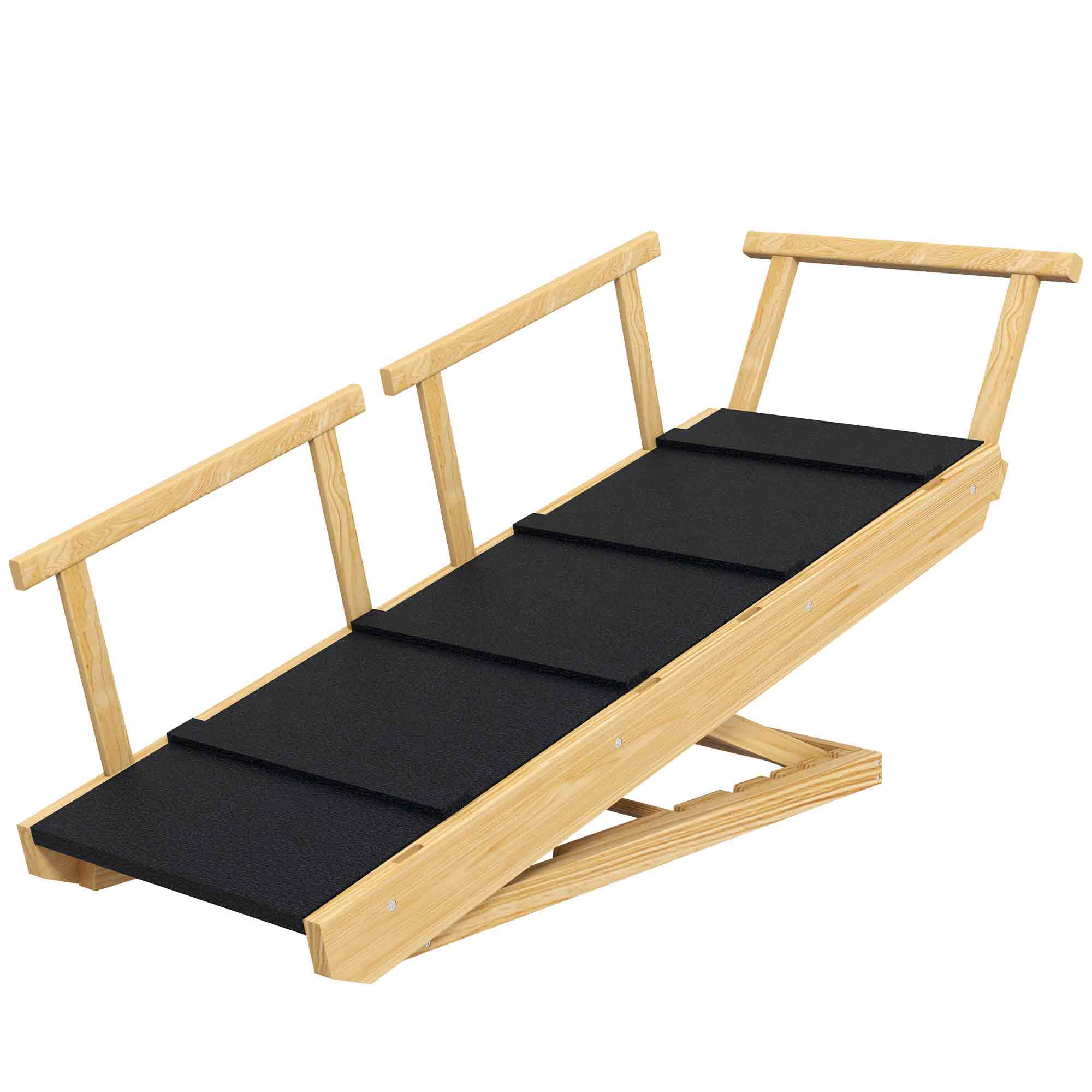 PawHut Dog Ramp, Adjustable Height Pet Steps, Foldable Dog Stairs with Non-slip Mat for Small to Large Dogs