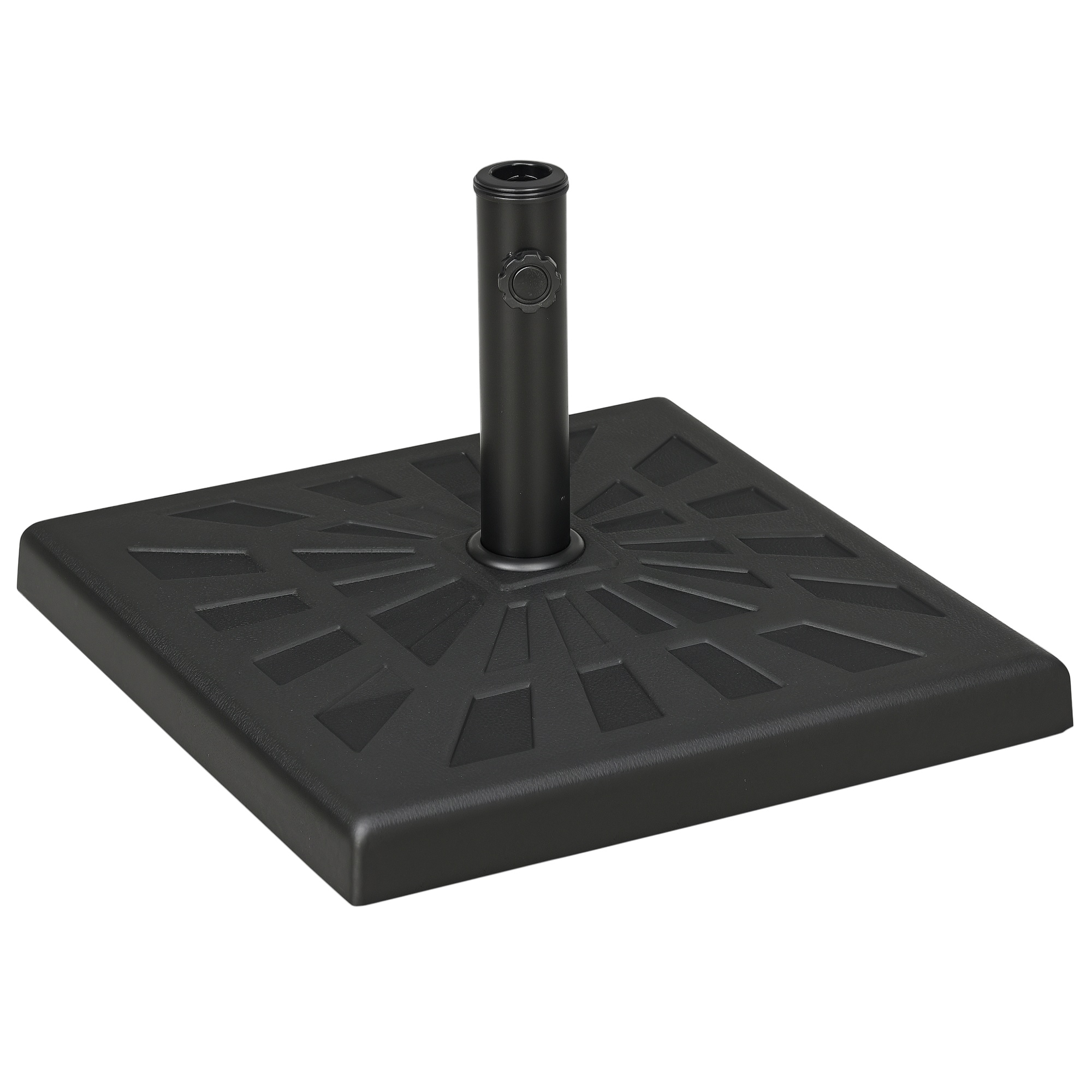 Outsunny 42lbs Resin Patio Umbrella Base, 20" Square Outdoor Umbrella Stand Holder for Parasol Poles 1.26", 1.5", and 1.9" Dia, Black