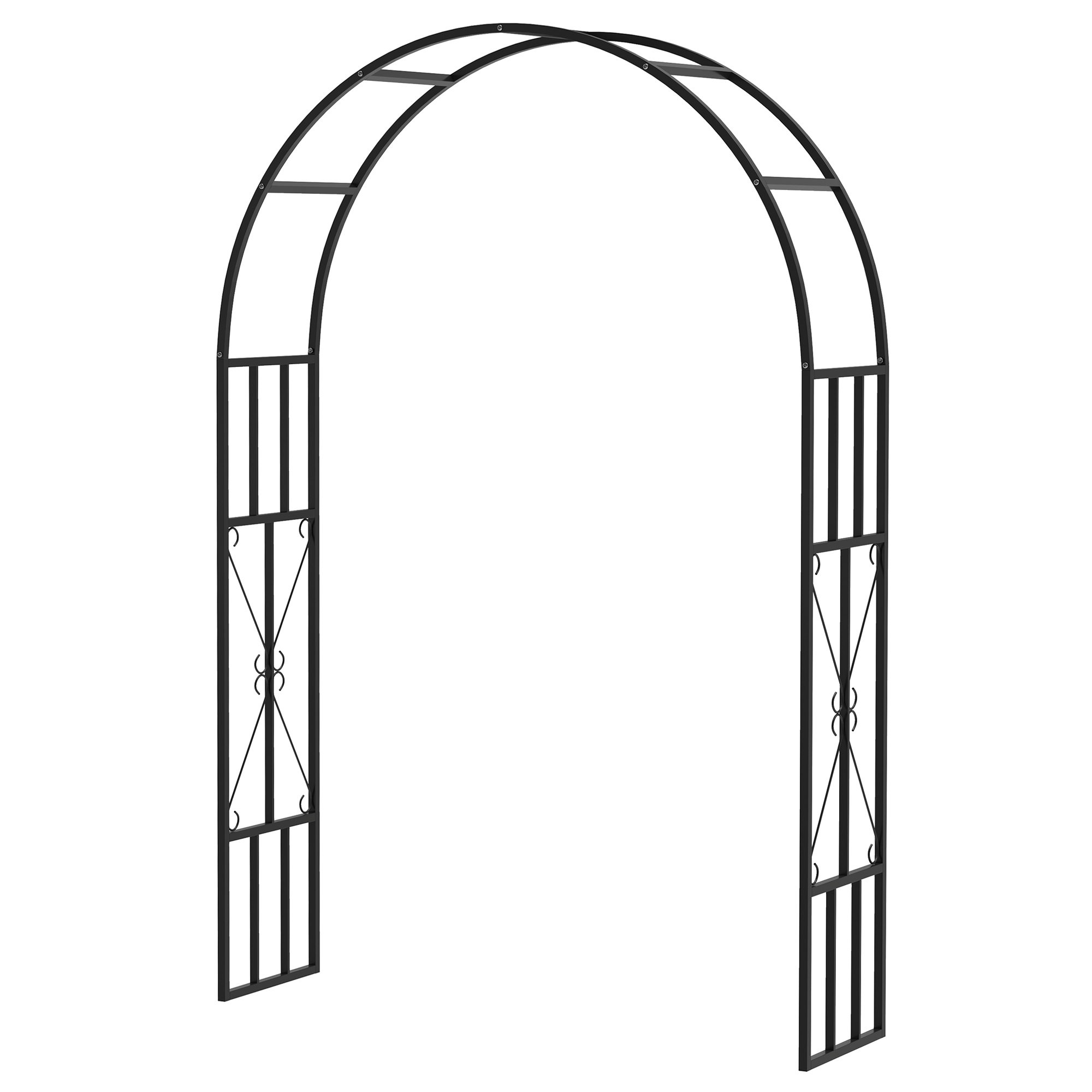 Outsunny 7.3ft Steel Garden Arch Trellis, Garden Arbor Trellis for Climbing Plants Roses Wisteria Vines, Black