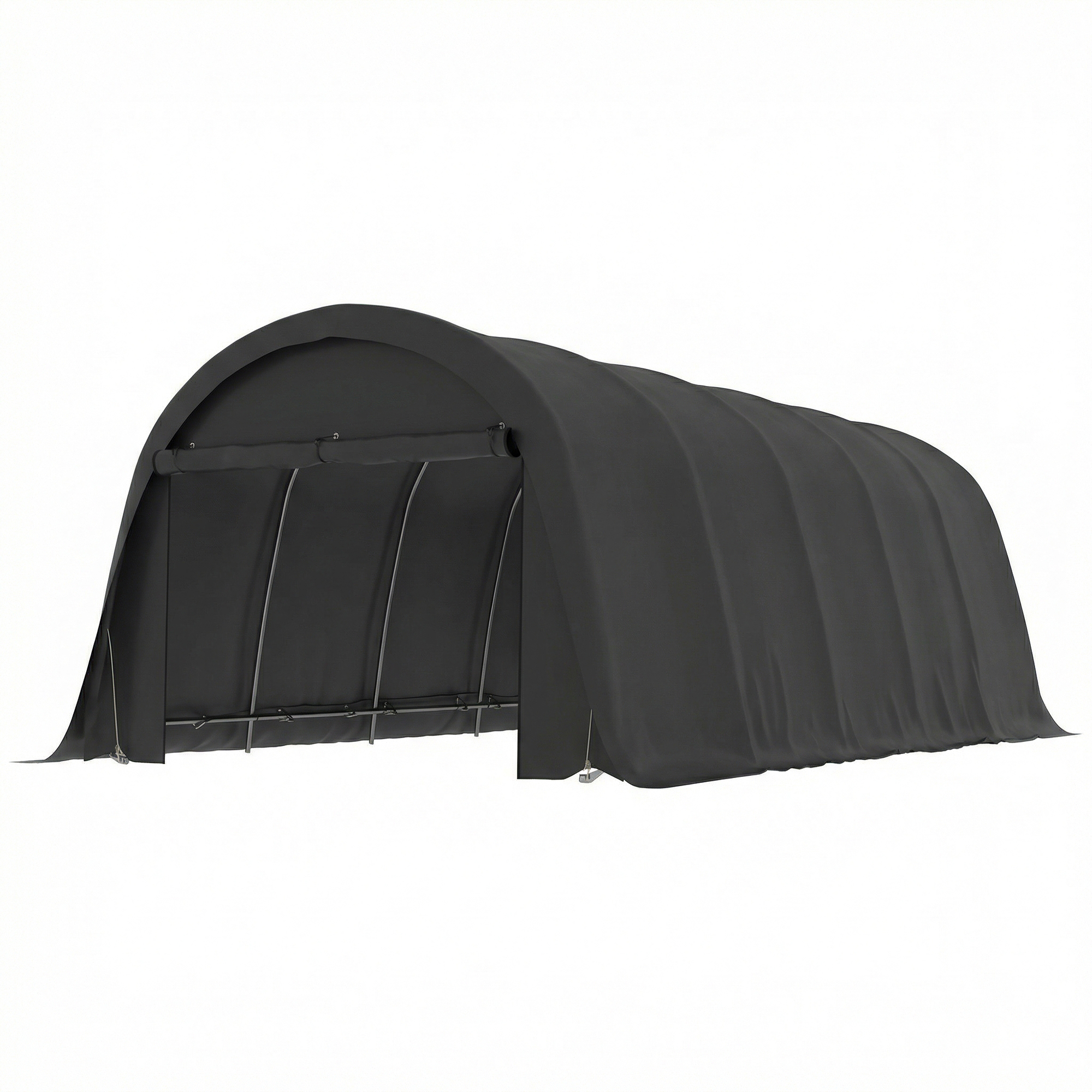 Outsunny 12' x 23.6' Heavy Duty Carport, UPF50+ Portable Garage Car Canopy Tent with Galvanized Frame, Large Door, Dark Gray